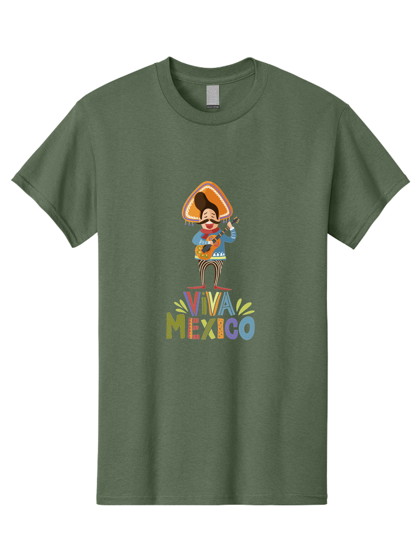 Viva-Mexico Men'S Graphic Tee, 100% Cotton, Comfortable Casual Summer Wear, Machine Washable, Mexican Culture, Traditional Clothing, Mariachi Musician, Guitar Player, Festive Atmosphere, Colorful Graphics, Vibrant Colors, -  Aaa309 29