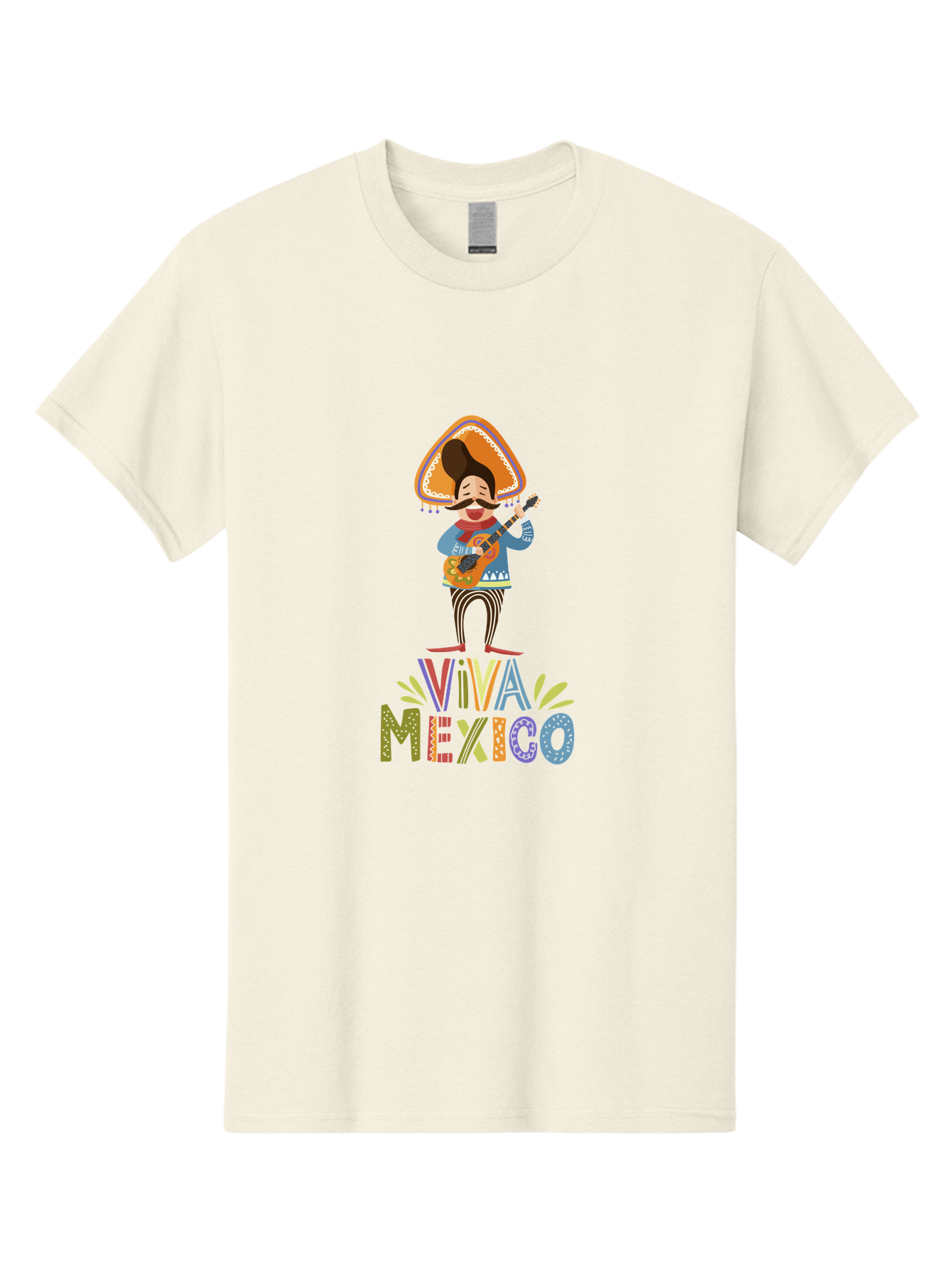 Viva-Mexico Men'S Graphic Tee, 100% Cotton, Comfortable Casual Summer Wear, Machine Washable, Mexican Culture, Traditional Clothing, Mariachi Musician, Guitar Player, Festive Atmosphere, Colorful Graphics, Vibrant Colors, -  Aaa309 9