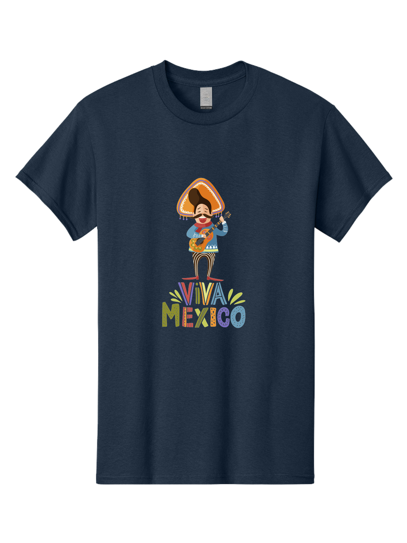 Viva-Mexico Men'S Graphic Tee, 100% Cotton, Comfortable Casual Summer Wear, Machine Washable, Mexican Culture, Traditional Clothing, Mariachi Musician, Guitar Player, Festive Atmosphere, Colorful Graphics, Vibrant Colors, -  Aaa309 11