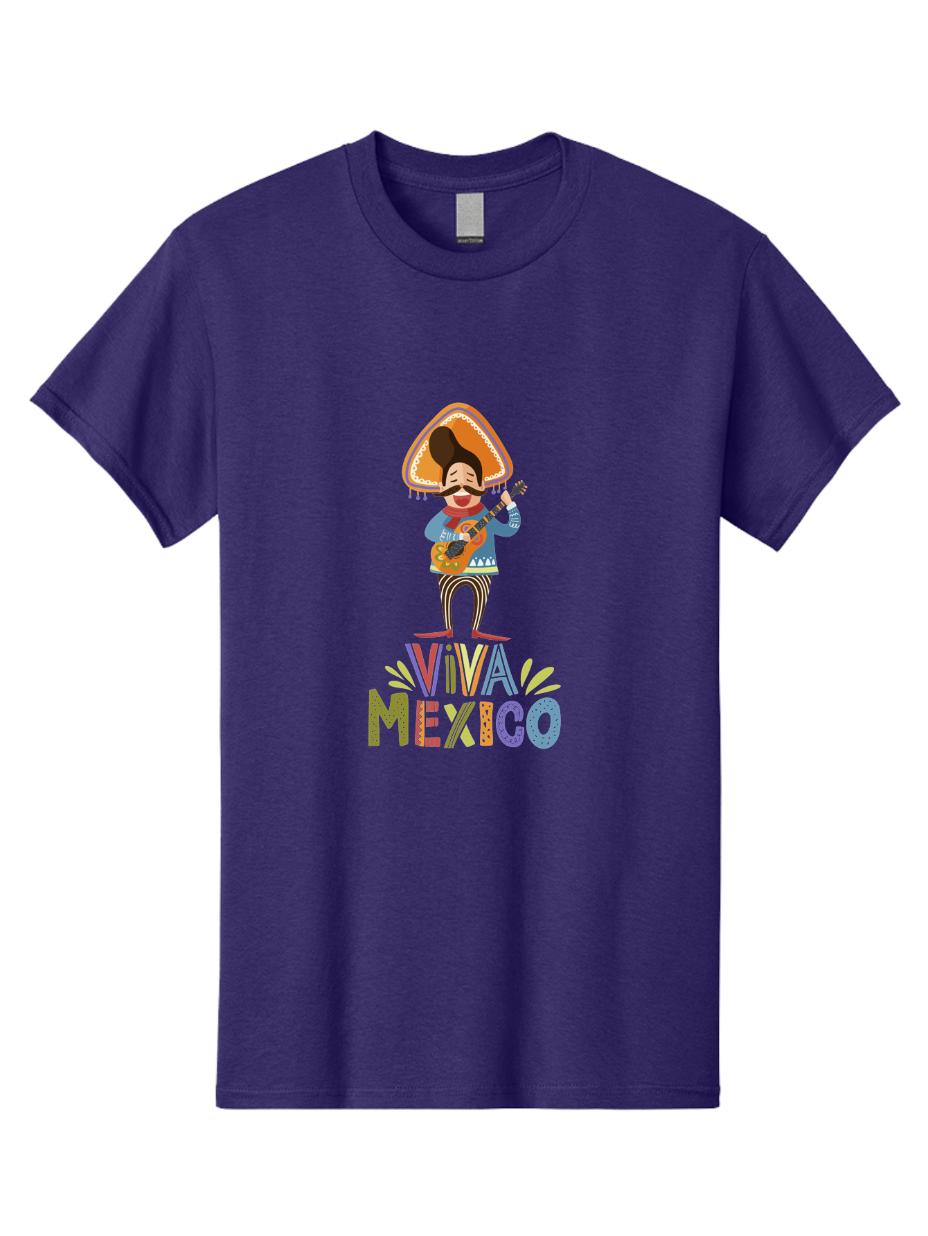 Viva-Mexico Men'S Graphic Tee, 100% Cotton, Comfortable Casual Summer Wear, Machine Washable, Mexican Culture, Traditional Clothing, Mariachi Musician, Guitar Player, Festive Atmosphere, Colorful Graphics, Vibrant Colors, -  Aaa309 15