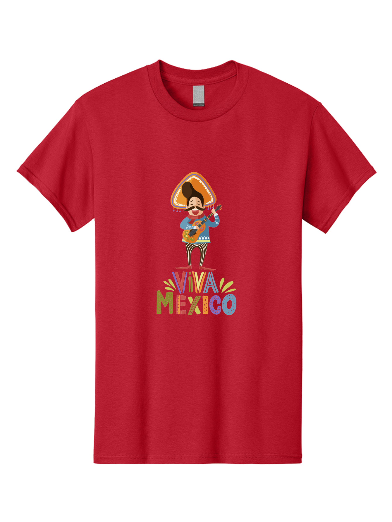 Viva-Mexico Men'S Graphic Tee, 100% Cotton, Comfortable Casual Summer Wear, Machine Washable, Mexican Culture, Traditional Clothing, Mariachi Musician, Guitar Player, Festive Atmosphere, Colorful Graphics, Vibrant Colors, -  Aaa309 5