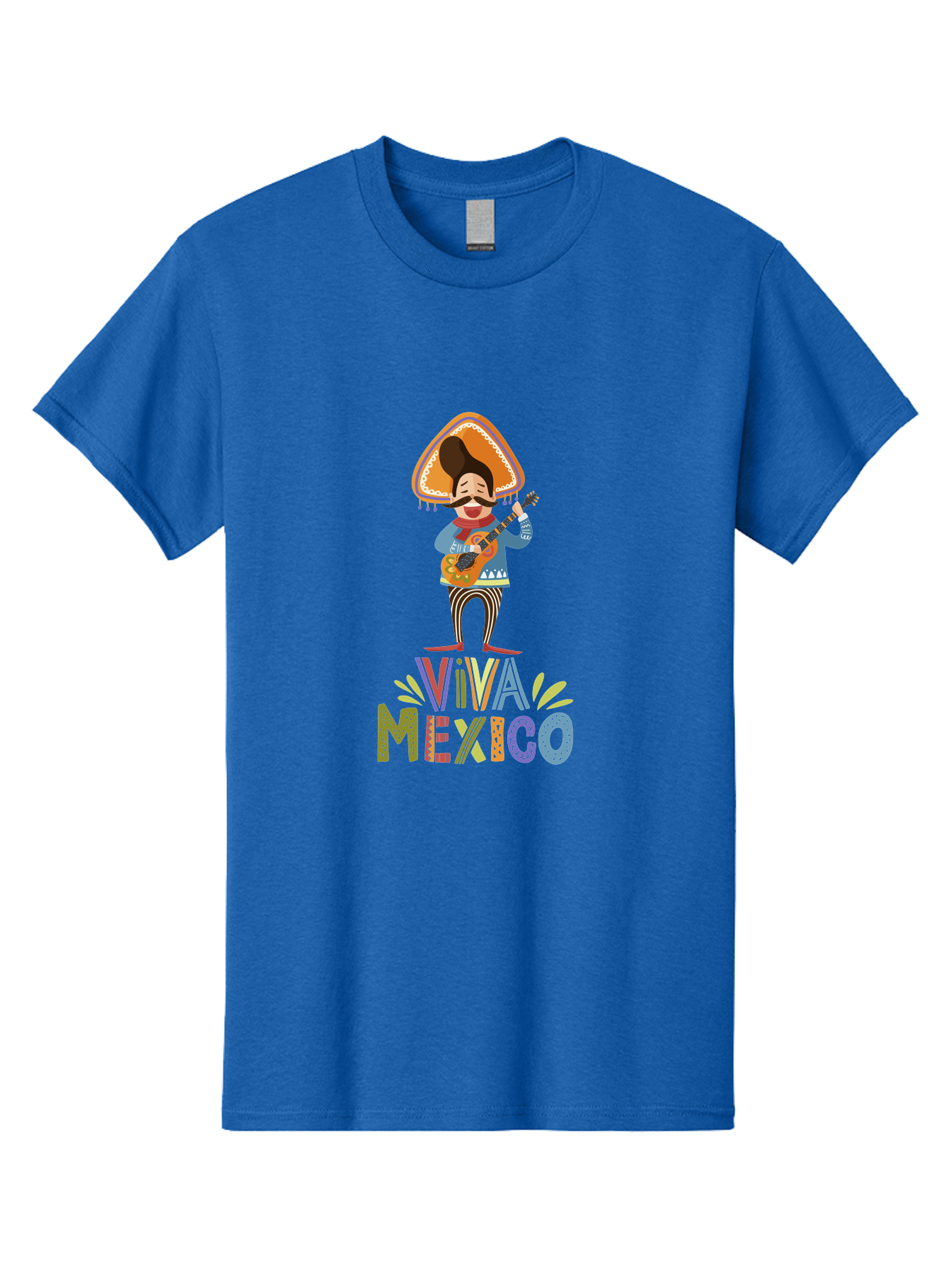 Viva-Mexico Men'S Graphic Tee, 100% Cotton, Comfortable Casual Summer Wear, Machine Washable, Mexican Culture, Traditional Clothing, Mariachi Musician, Guitar Player, Festive Atmosphere, Colorful Graphics, Vibrant Colors, -  Aaa309 27