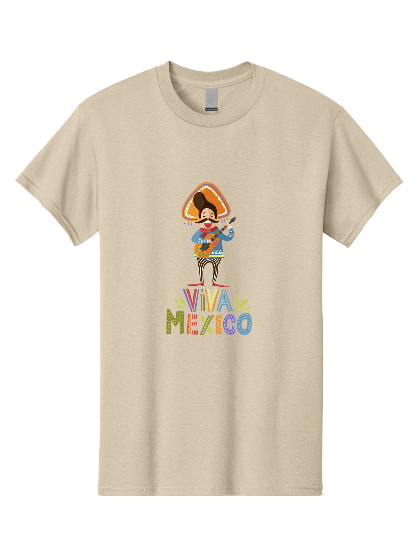 Viva-Mexico Men'S Graphic Tee, 100% Cotton, Comfortable Casual Summer Wear, Machine Washable, Mexican Culture, Traditional Clothing, Mariachi Musician, Guitar Player, Festive Atmosphere, Colorful Graphics, Vibrant Colors, -  Aaa309 13