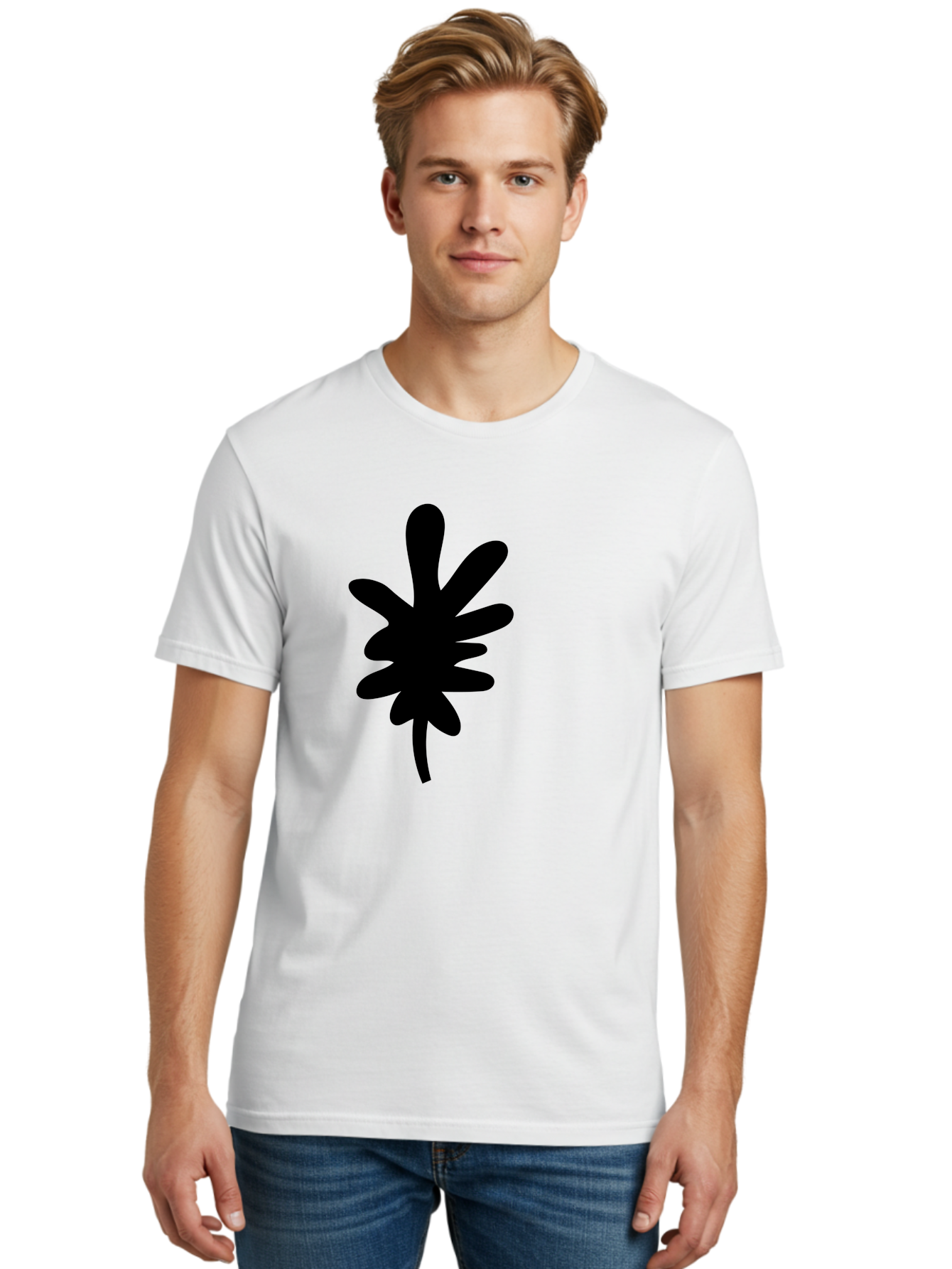 Men'S Graphic Tee, 100% Cotton, Comfortable Casual Summer Wear, Machine Washable, Black Asterisk Symbol, Abstract Shape, Modern Design, Asterisk Icon, Minimalist Graphics, Simple Shapes -  Aaa350 22
