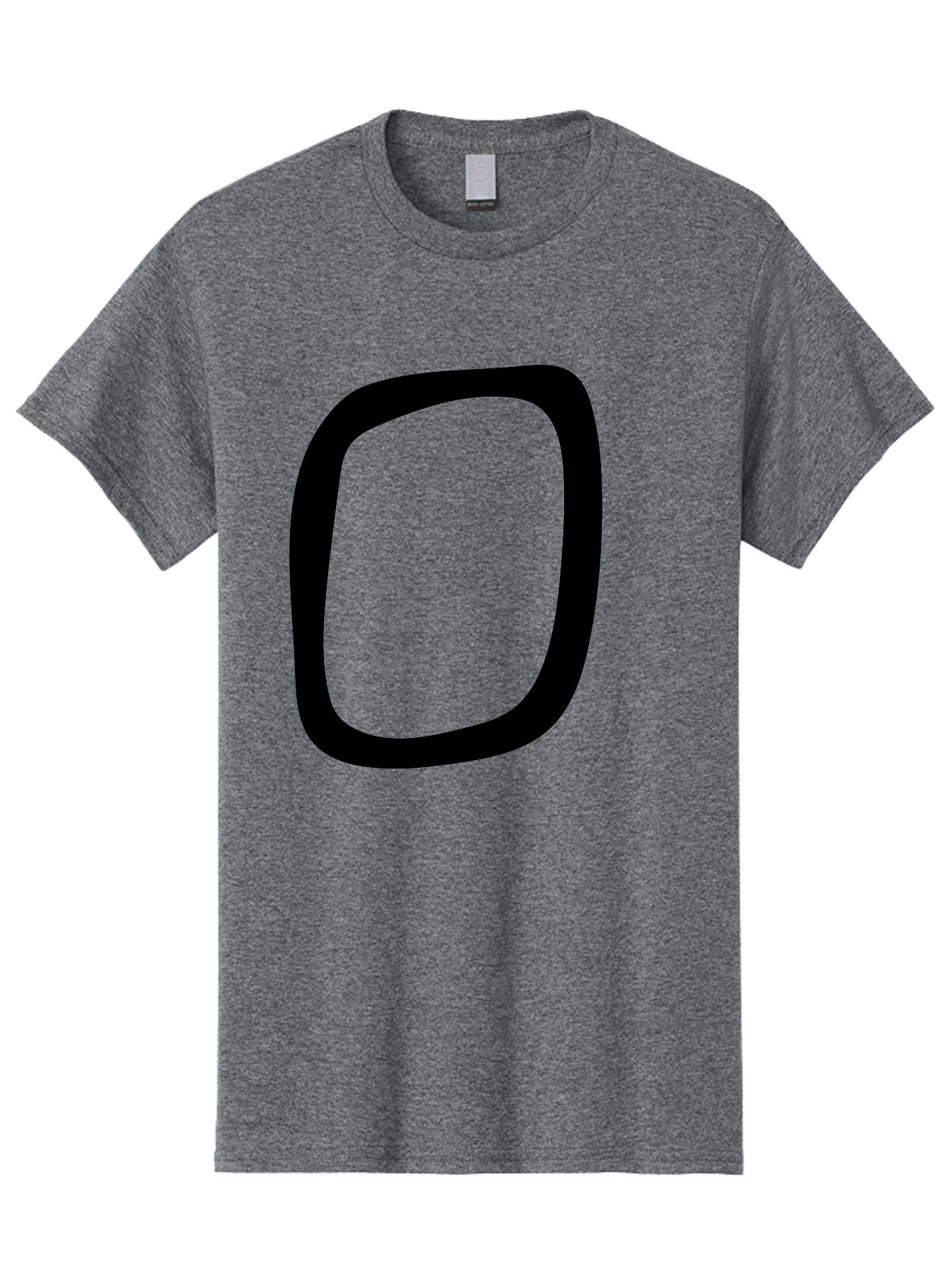 0 Men'S Graphic Tee, 100% Cotton, Comfortable Casual Summer Wear, Machine Washable, Handwritten Zero, Black Outline, Simple Design, Minimalist Style, Numeral, Number Zero, Digit -  Aaa351