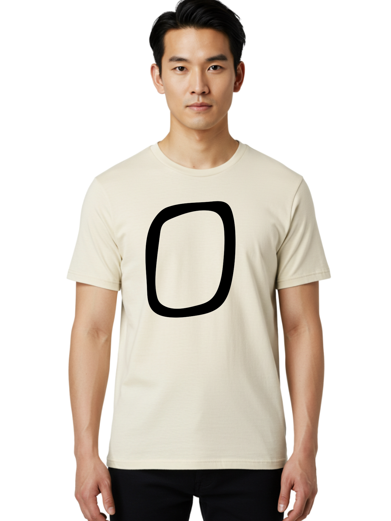 0 Men'S Graphic Tee, 100% Cotton, Comfortable Casual Summer Wear, Machine Washable, Handwritten Zero, Black Outline, Simple Design, Minimalist Style, Numeral, Number Zero, Digit -  Aaa351 8
