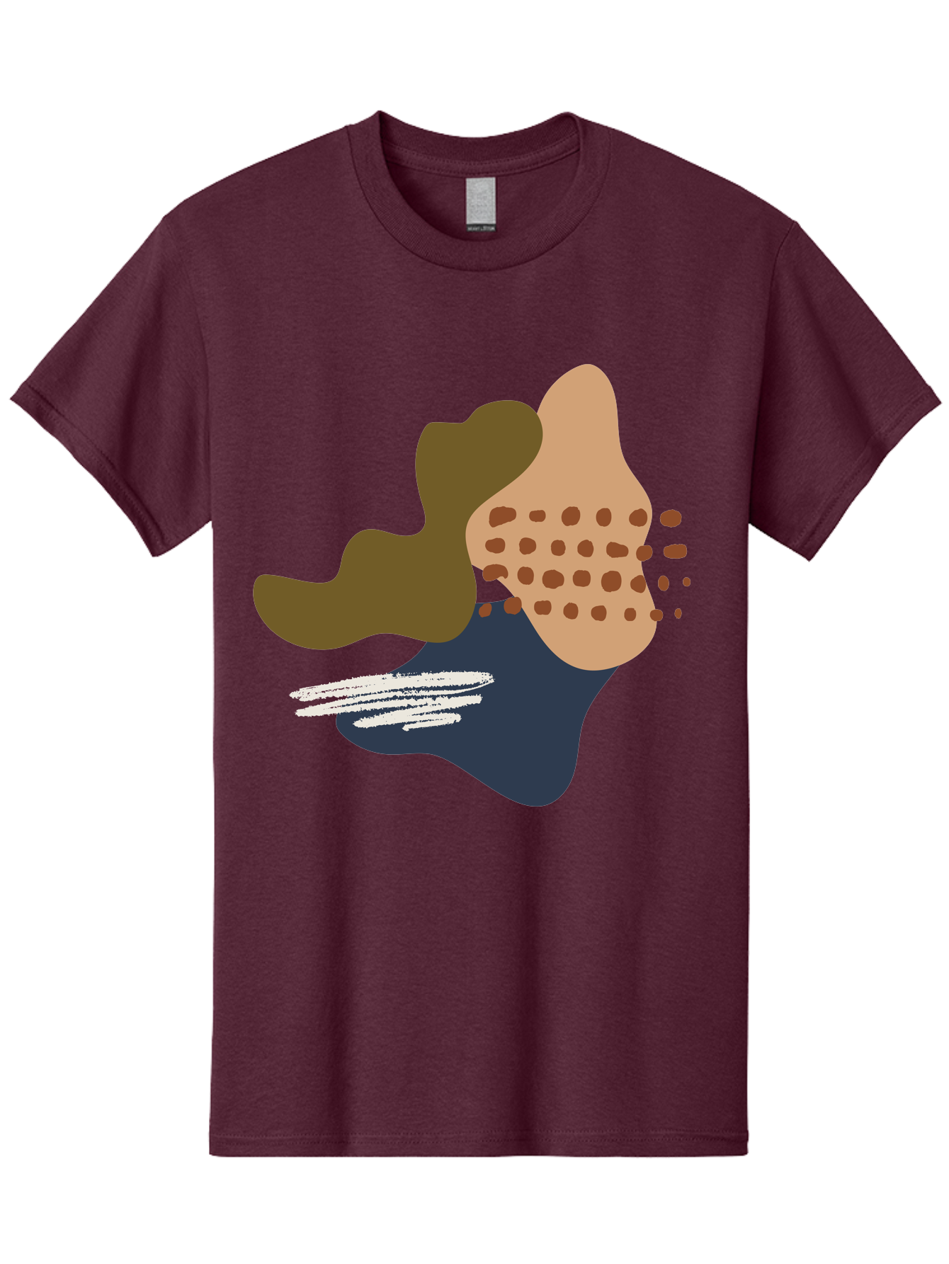 Abstract-Shapes-1 Men'S Graphic Tee, 100% Cotton, Comfortable Casual Summer Wear, Machine Washable, Abstract Art, Modern Design, Irregular Shapes, Earthy Tones, Bold Colors, Dynamic Composition, Creative Expression, Contemporary Style -  Aaa353