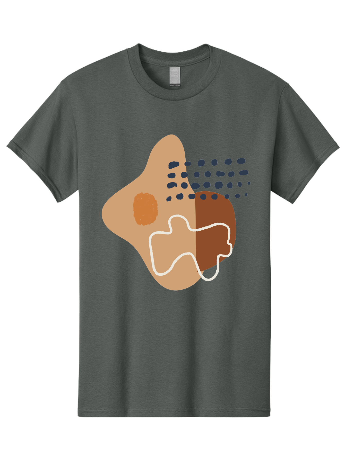 Abstract-Shapes-2 Men'S Graphic Tee, 100% Cotton, Comfortable Casual Summer Wear, Machine Washable, Stylized Head Profile, Abstract Shapes, Modern Design, Minimalist Art, Creative Expression, Digital Illustration, Dotted Patterns, -  Aaa354