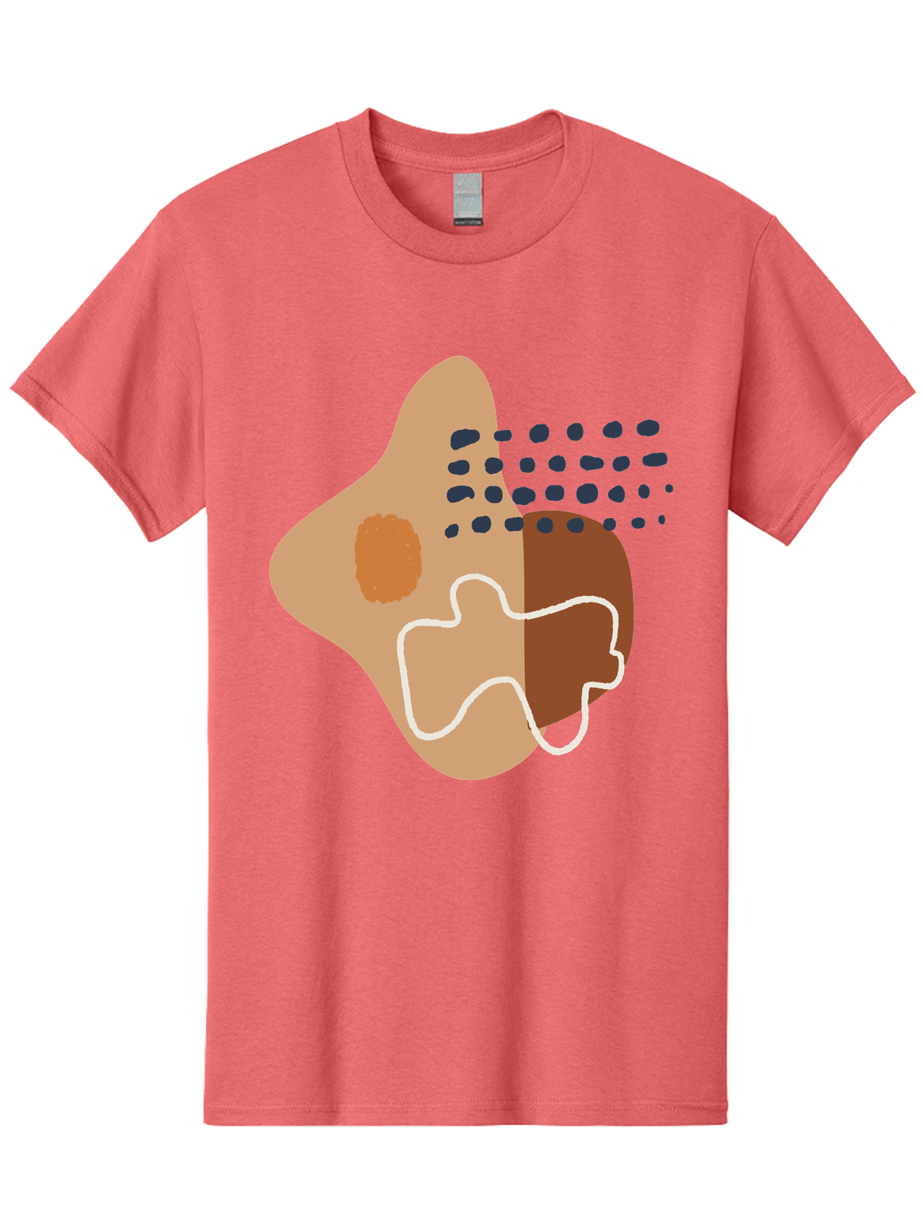 Abstract-Shapes-2 Men'S Graphic Tee, 100% Cotton, Comfortable Casual Summer Wear, Machine Washable, Stylized Head Profile, Abstract Shapes, Modern Design, Minimalist Art, Creative Expression, Digital Illustration, Dotted Patterns, -  Aaa354 23