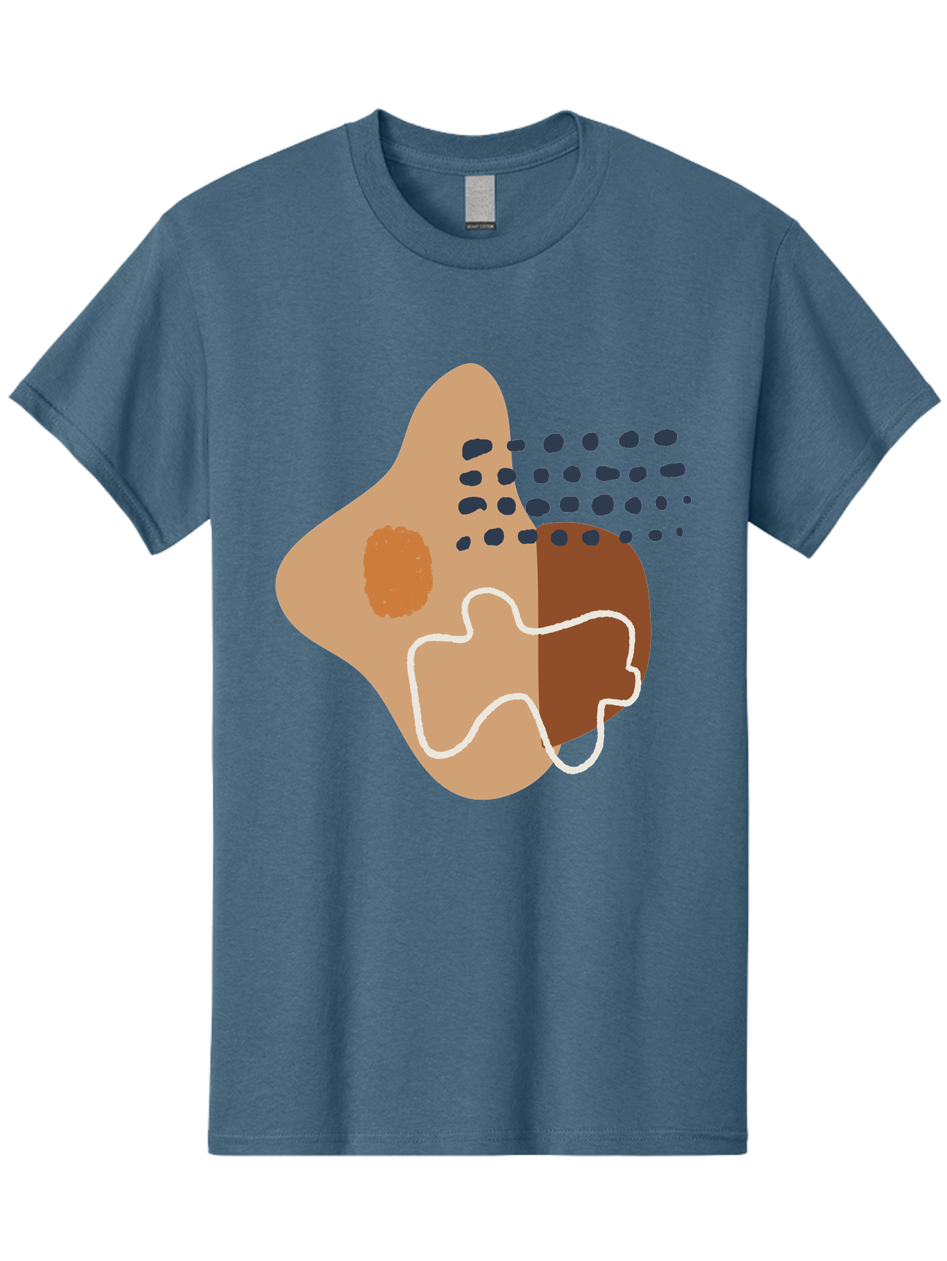 Abstract-Shapes-2 Men'S Graphic Tee, 100% Cotton, Comfortable Casual Summer Wear, Machine Washable, Stylized Head Profile, Abstract Shapes, Modern Design, Minimalist Art, Creative Expression, Digital Illustration, Dotted Patterns, -  Aaa354 21