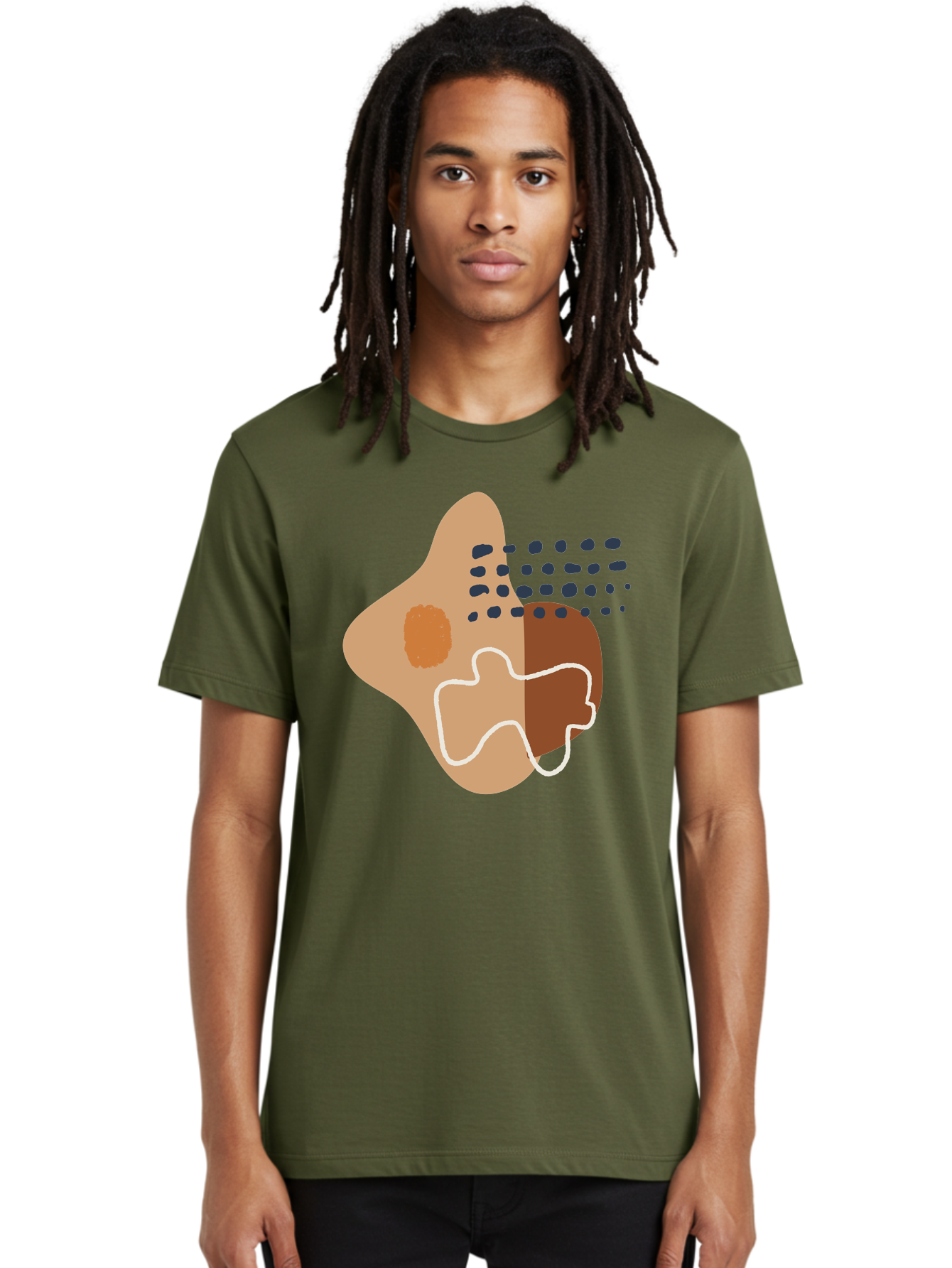 Abstract-Shapes-2 Men'S Graphic Tee, 100% Cotton, Comfortable Casual Summer Wear, Machine Washable, Stylized Head Profile, Abstract Shapes, Modern Design, Minimalist Art, Creative Expression, Digital Illustration, Dotted Patterns, -  Aaa354 28
