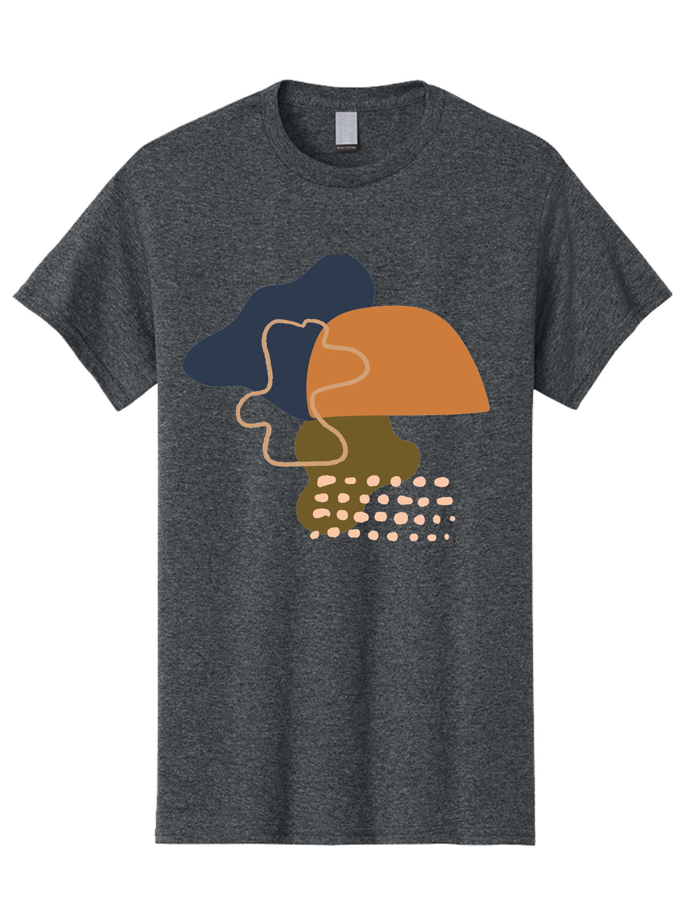 Abstract-Shapes-3 Men'S Graphic Tee, 100% Cotton, Comfortable Casual Summer Wear, Machine Washable, Abstract Shapes, Modern Art, Digital Illustration, Wavy Line, Layered Forms, Blue, Orange, Brown Colors, Minimalist Design, -  Aaa355 9