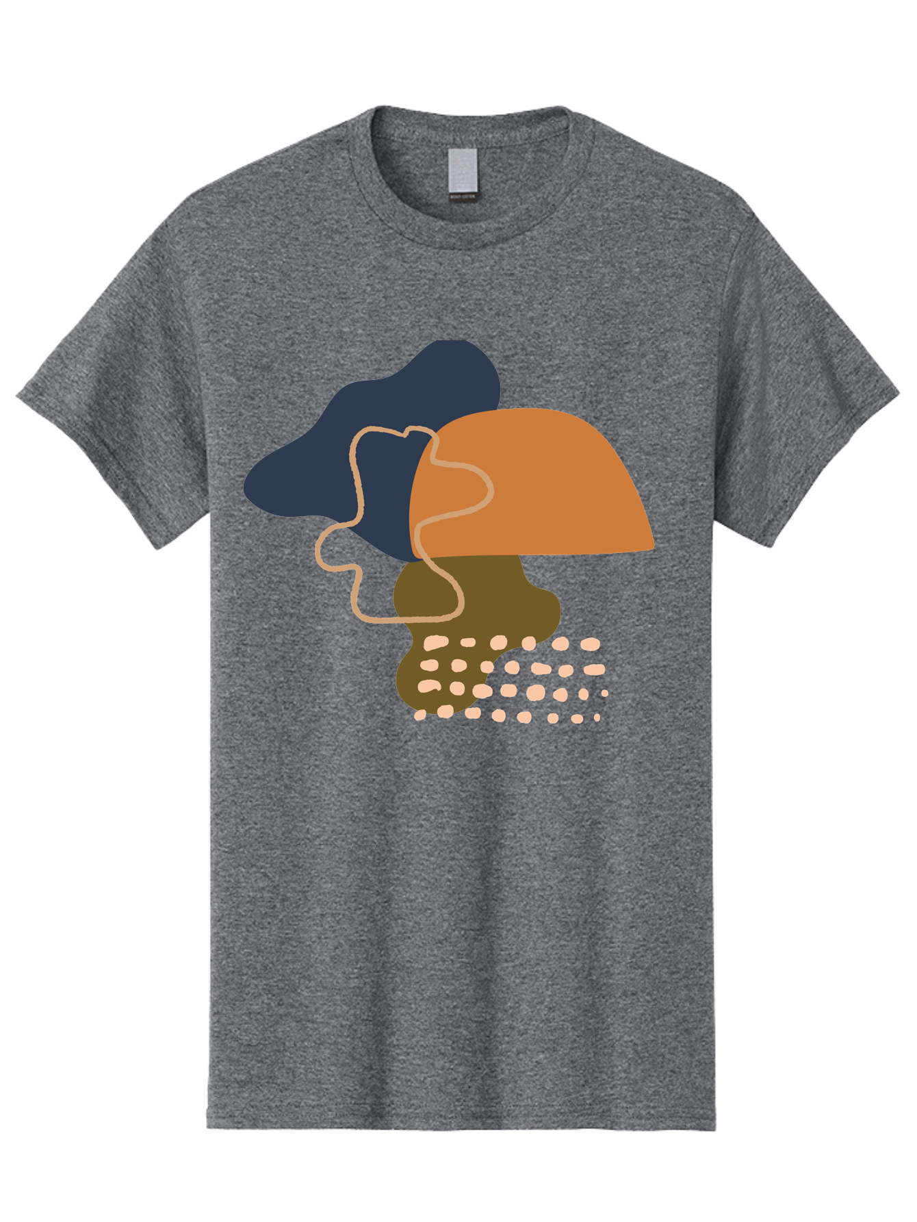 Abstract-Shapes-3 Men'S Graphic Tee, 100% Cotton, Comfortable Casual Summer Wear, Machine Washable, Abstract Shapes, Modern Art, Digital Illustration, Wavy Line, Layered Forms, Blue, Orange, Brown Colors, Minimalist Design, -  Aaa355 29