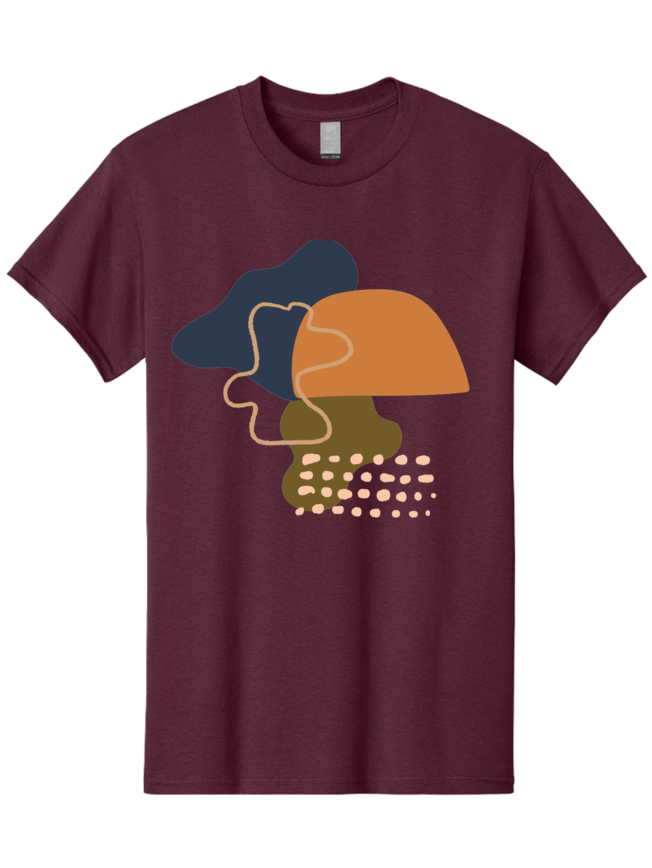 Abstract-Shapes-3 Men'S Graphic Tee, 100% Cotton, Comfortable Casual Summer Wear, Machine Washable, Abstract Shapes, Modern Art, Digital Illustration, Wavy Line, Layered Forms, Blue, Orange, Brown Colors, Minimalist Design, -  Aaa355 5