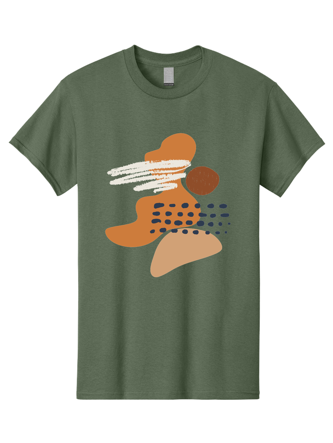 Abstract-Shapes Men'S Graphic Tee, 100% Cotton, Comfortable Casual Summer Wear, Machine Washable, Abstract Art, Modern Design, Geometric Shapes, Orange And Brown Hues, White Streaks, Black Dots, Artistic Expression, Contemporary Style -  Aaa357 11