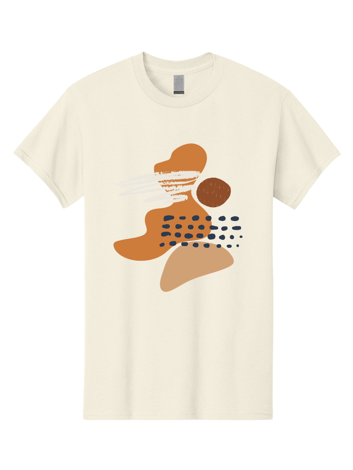Abstract-Shapes Men'S Graphic Tee, 100% Cotton, Comfortable Casual Summer Wear, Machine Washable, Abstract Art, Modern Design, Geometric Shapes, Orange And Brown Hues, White Streaks, Black Dots, Artistic Expression, Contemporary Style -  Aaa357 21