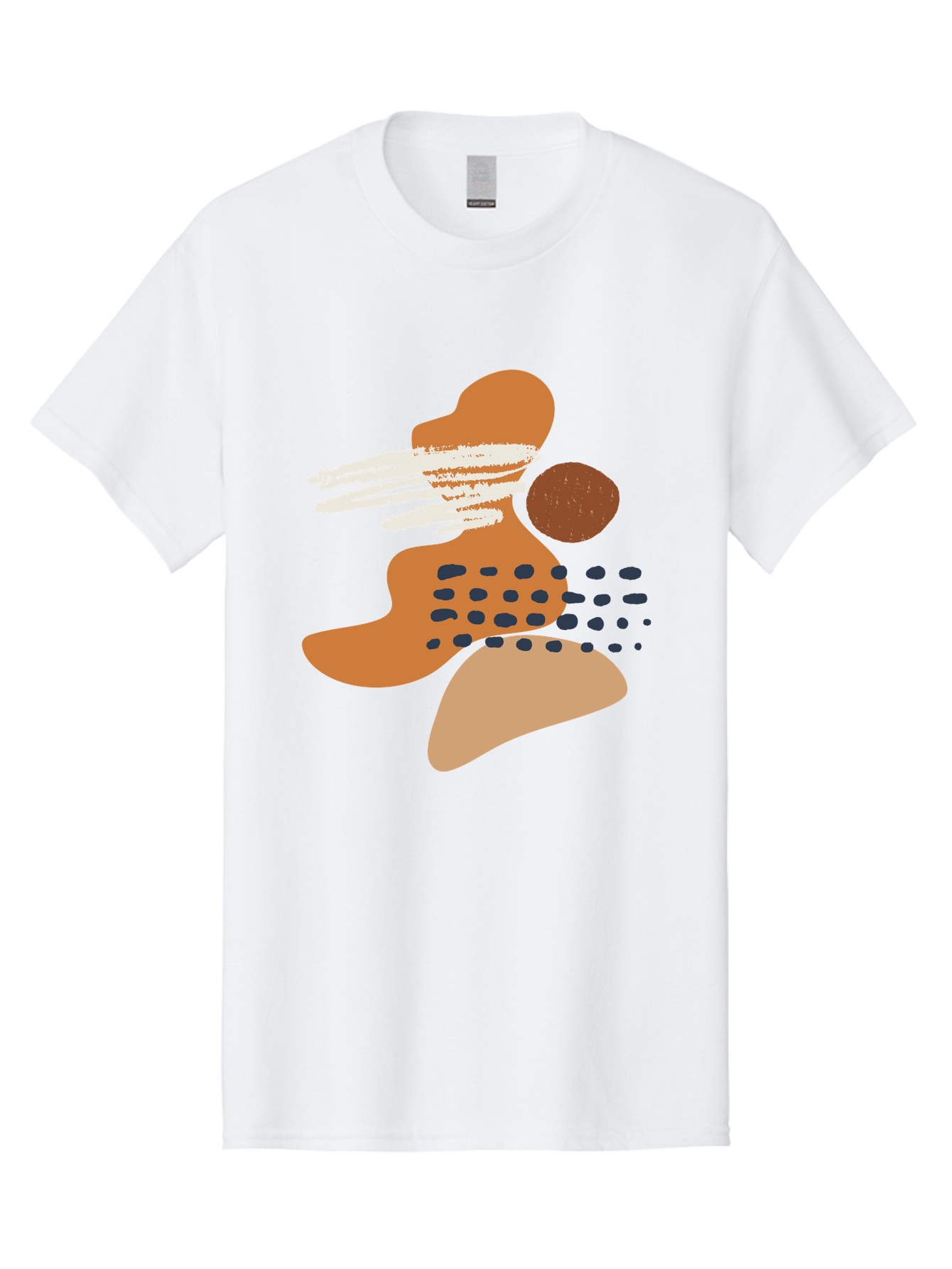 Abstract-Shapes Men'S Graphic Tee, 100% Cotton, Comfortable Casual Summer Wear, Machine Washable, Abstract Art, Modern Design, Geometric Shapes, Orange And Brown Hues, White Streaks, Black Dots, Artistic Expression, Contemporary Style -  Aaa357 19