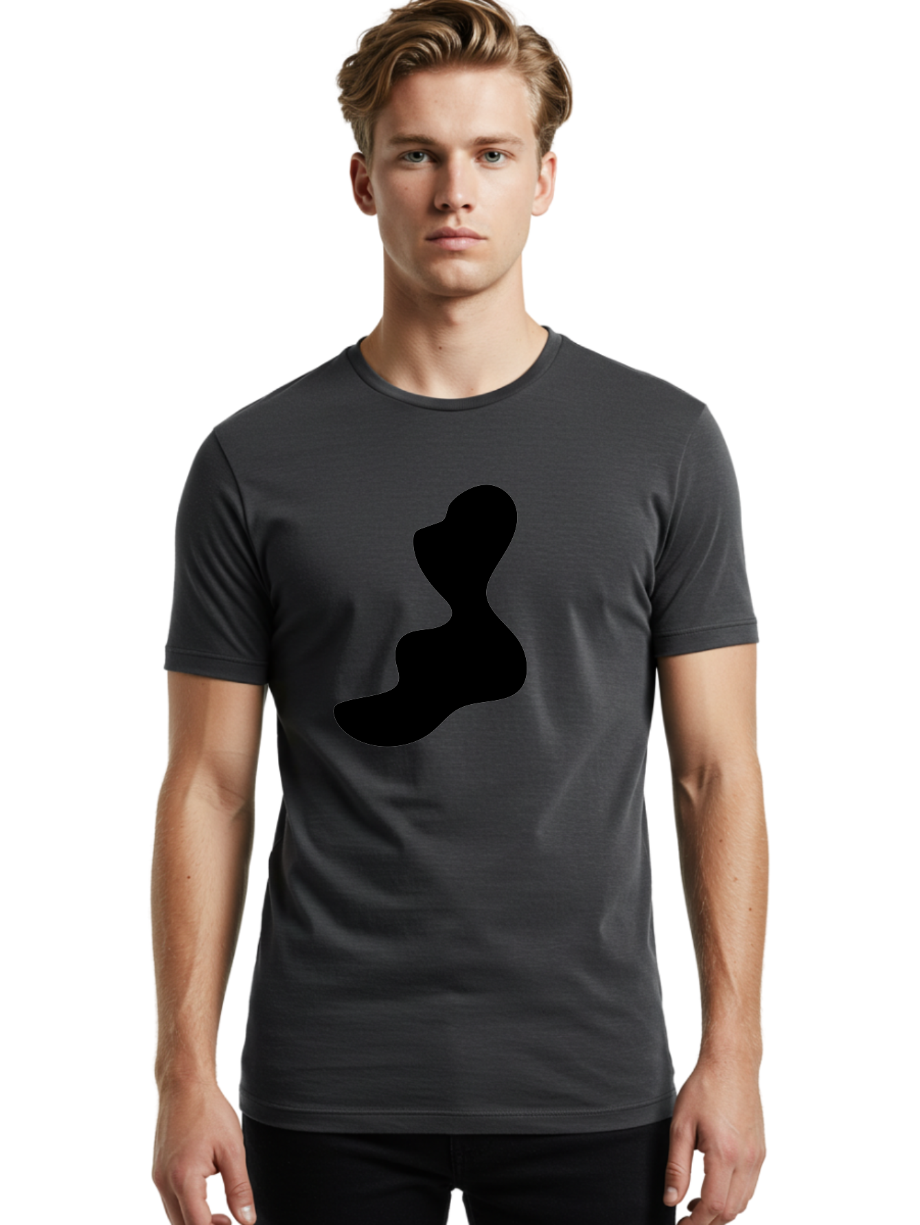Abstract-Silhouette Men'S Graphic Tee, 100% Cotton, Comfortable Casual Summer Wear, Machine Washable, Abstract Shape, Black Silhouette, Modern Art, Minimalist Design, Fluid Form, Contemporary Graphics, Artistic Expression, Sleek Design, -  Aaa358 10