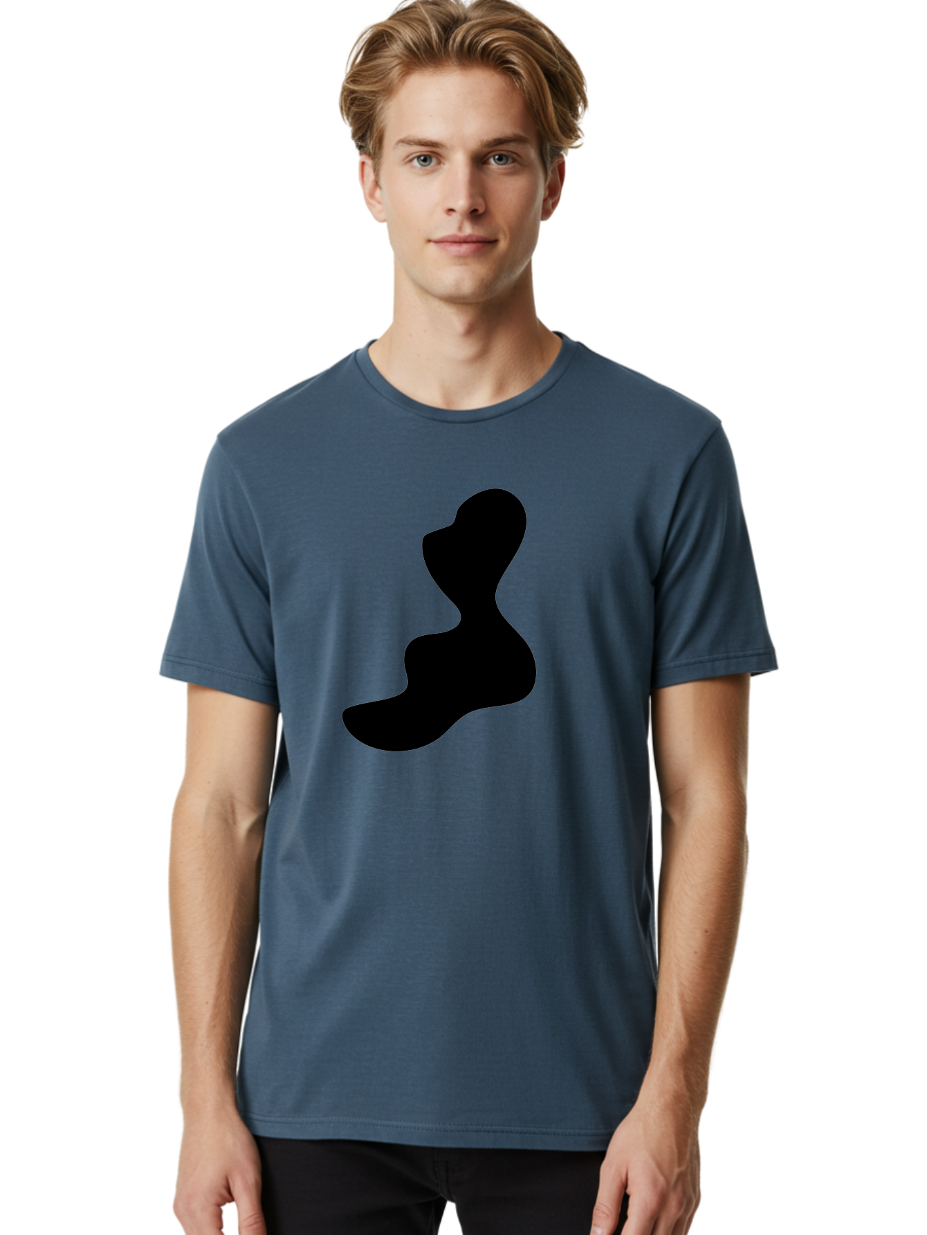 Abstract-Silhouette Men'S Graphic Tee, 100% Cotton, Comfortable Casual Summer Wear, Machine Washable, Abstract Shape, Black Silhouette, Modern Art, Minimalist Design, Fluid Form, Contemporary Graphics, Artistic Expression, Sleek Design, -  Aaa358 24