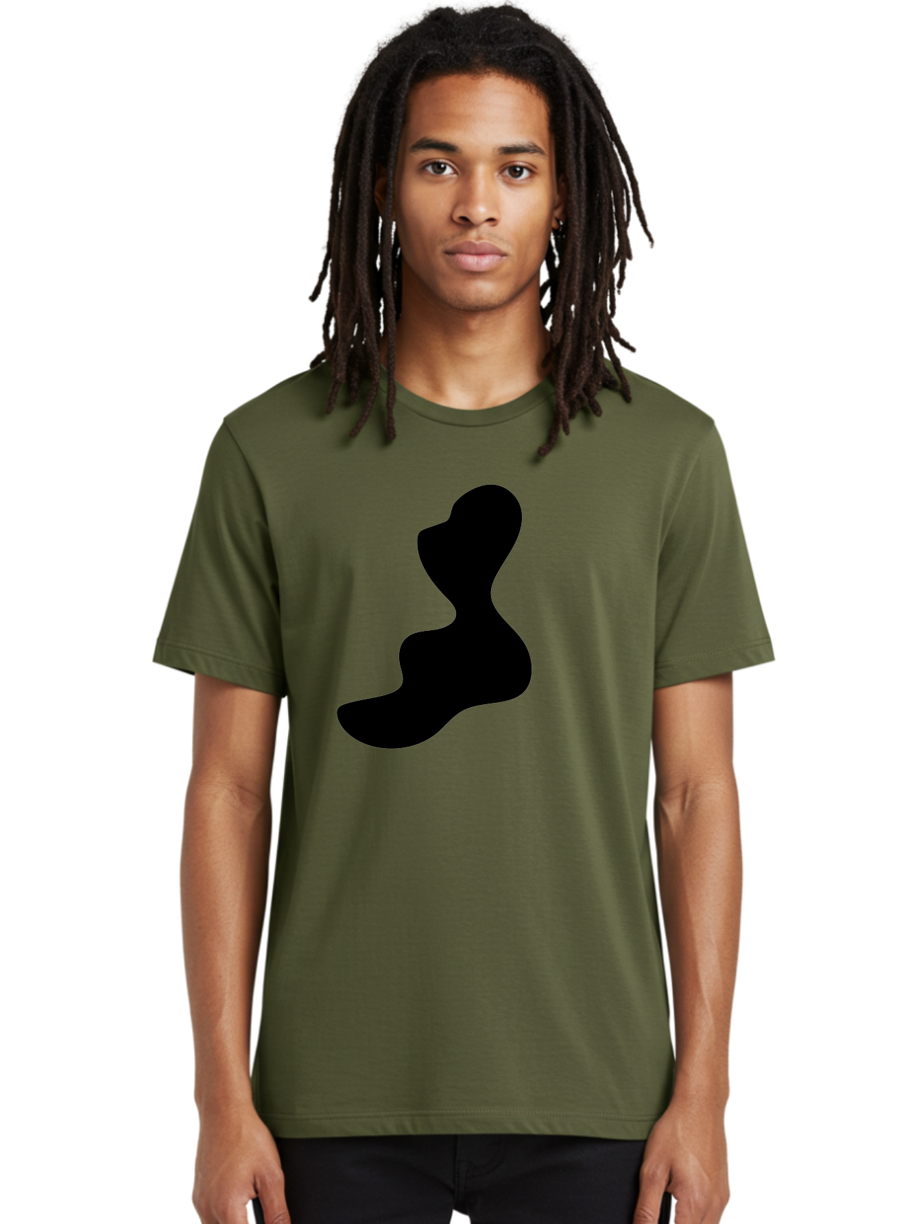 Abstract-Silhouette Men'S Graphic Tee, 100% Cotton, Comfortable Casual Summer Wear, Machine Washable, Abstract Shape, Black Silhouette, Modern Art, Minimalist Design, Fluid Form, Contemporary Graphics, Artistic Expression, Sleek Design, -  Aaa358