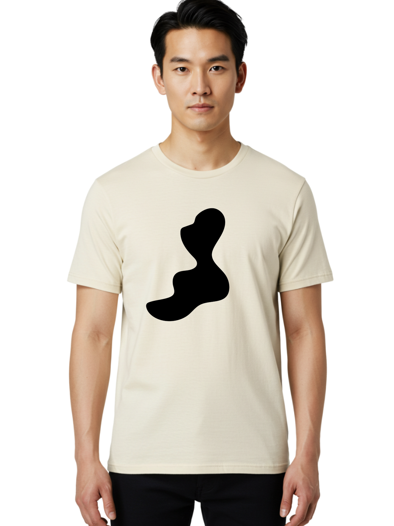 Abstract-Silhouette Men'S Graphic Tee, 100% Cotton, Comfortable Casual Summer Wear, Machine Washable, Abstract Shape, Black Silhouette, Modern Art, Minimalist Design, Fluid Form, Contemporary Graphics, Artistic Expression, Sleek Design, -  Aaa358 14