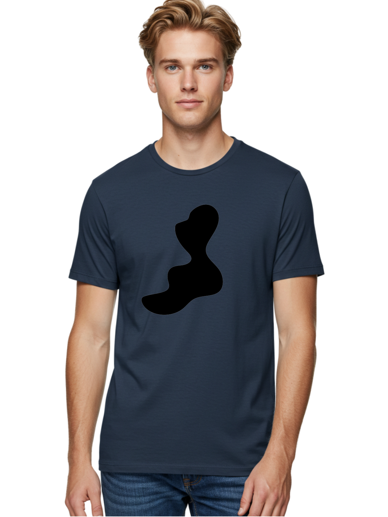 Abstract-Silhouette Men'S Graphic Tee, 100% Cotton, Comfortable Casual Summer Wear, Machine Washable, Abstract Shape, Black Silhouette, Modern Art, Minimalist Design, Fluid Form, Contemporary Graphics, Artistic Expression, Sleek Design, -  Aaa358 4