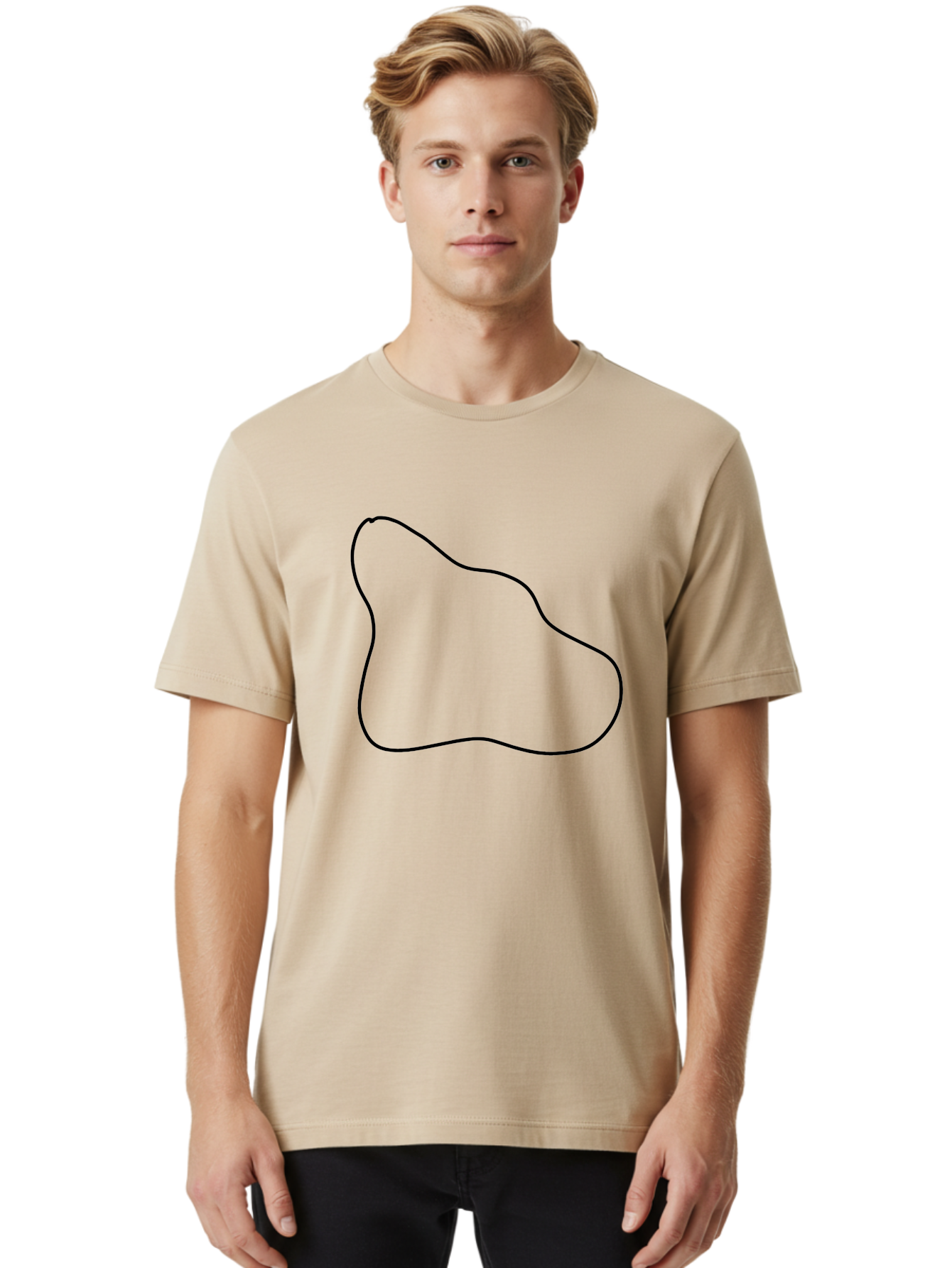 Amorphous-Shape Men'S Graphic Tee, 100% Cotton, Comfortable Casual Summer Wear, Machine Washable, Irregular Shape, Black Outline, Abstract Design, Unique Form, Simple Graphics, Minimalist Art, Modern Shapes -  Aaa359 28