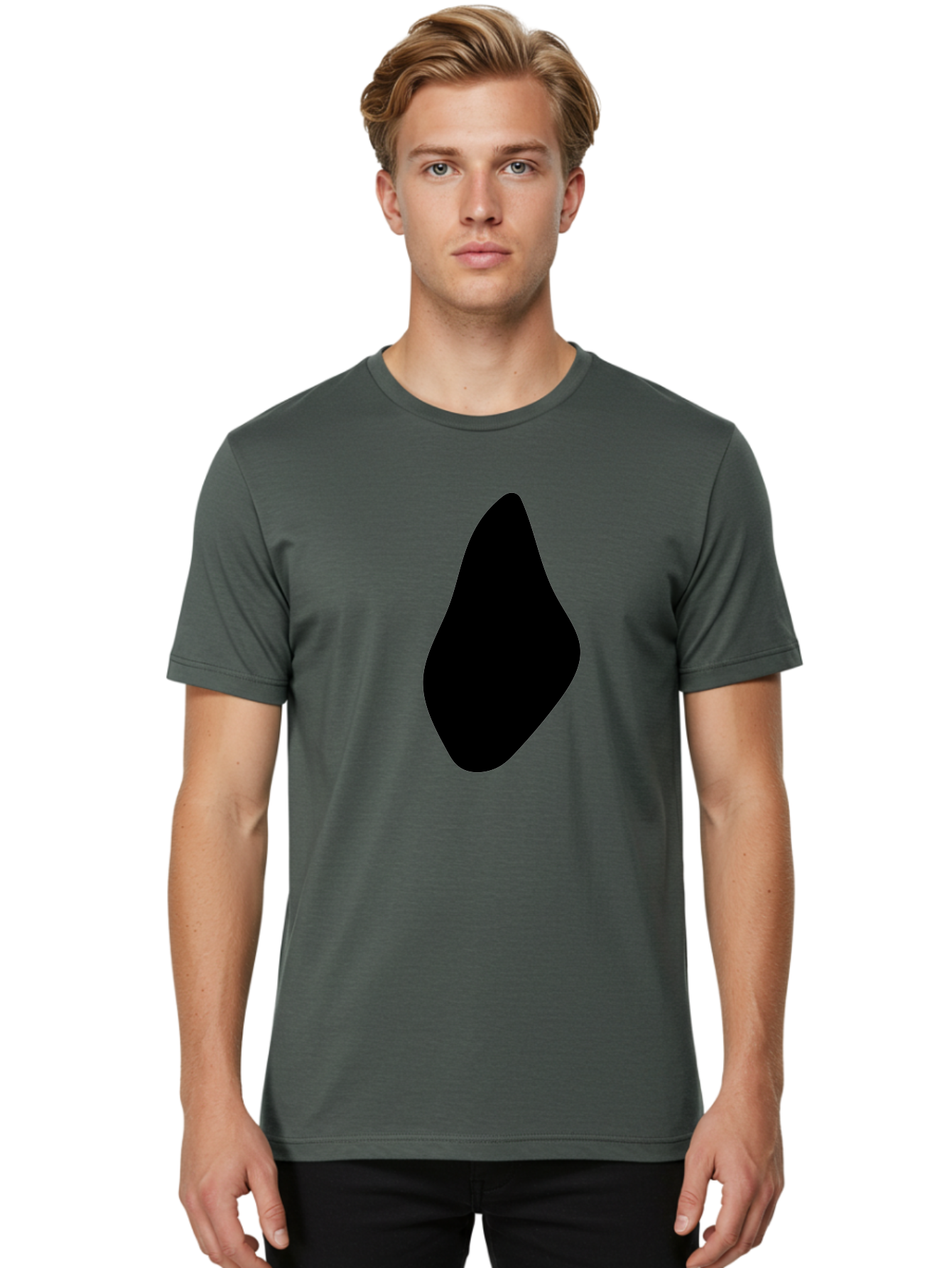 Black-Abstract-Shape Men'S Graphic Tee, 100% Cotton, Comfortable Casual Summer Wear, Machine Washable, Black Silhouette, Smooth Shape, Abstract Design, Minimalist Art, Simple Form, Elegant Silhouette, Modern Graphic -  Aaa361 14