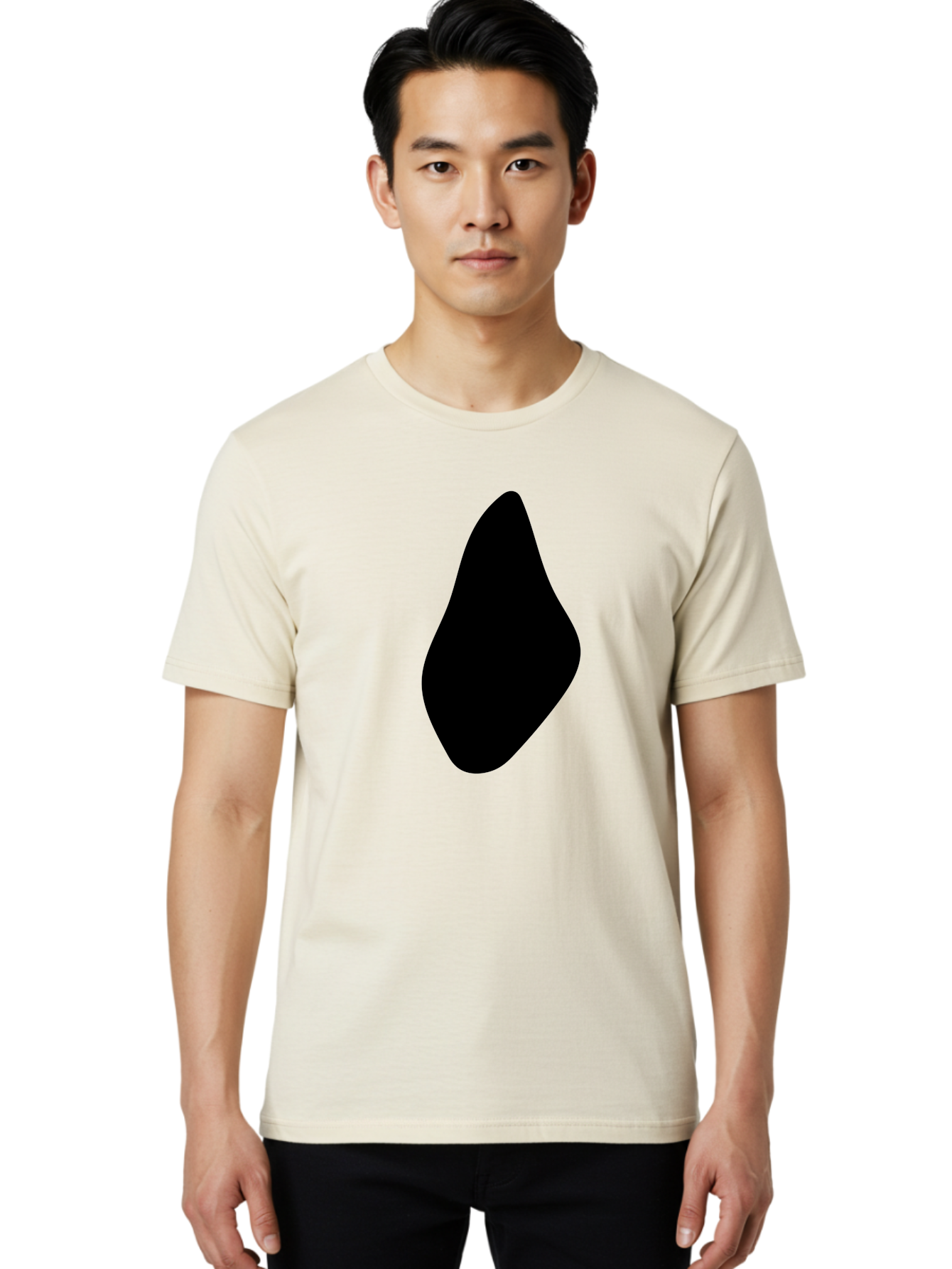 Black-Abstract-Shape Men'S Graphic Tee, 100% Cotton, Comfortable Casual Summer Wear, Machine Washable, Black Silhouette, Smooth Shape, Abstract Design, Minimalist Art, Simple Form, Elegant Silhouette, Modern Graphic -  Aaa361 20