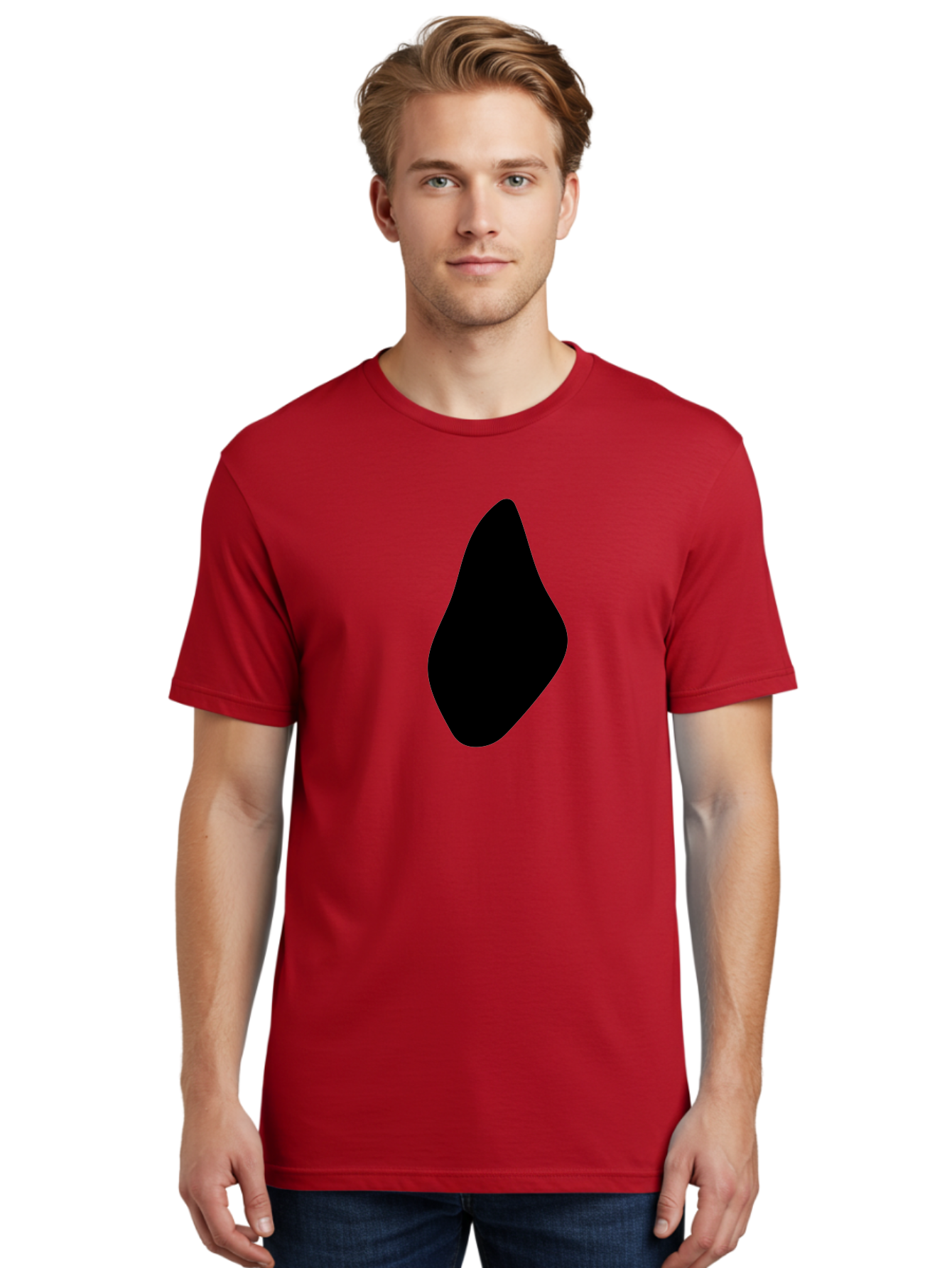 Black-Abstract-Shape Men'S Graphic Tee, 100% Cotton, Comfortable Casual Summer Wear, Machine Washable, Black Silhouette, Smooth Shape, Abstract Design, Minimalist Art, Simple Form, Elegant Silhouette, Modern Graphic -  Aaa361 28