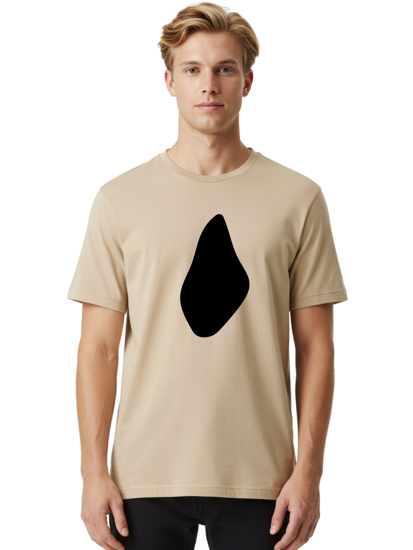 Black-Abstract-Shape Men'S Graphic Tee, 100% Cotton, Comfortable Casual Summer Wear, Machine Washable, Black Silhouette, Smooth Shape, Abstract Design, Minimalist Art, Simple Form, Elegant Silhouette, Modern Graphic -  Aaa361 8