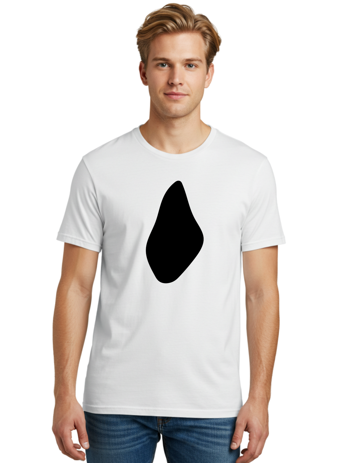 Black-Abstract-Shape Men'S Graphic Tee, 100% Cotton, Comfortable Casual Summer Wear, Machine Washable, Black Silhouette, Smooth Shape, Abstract Design, Minimalist Art, Simple Form, Elegant Silhouette, Modern Graphic -  Aaa361 22