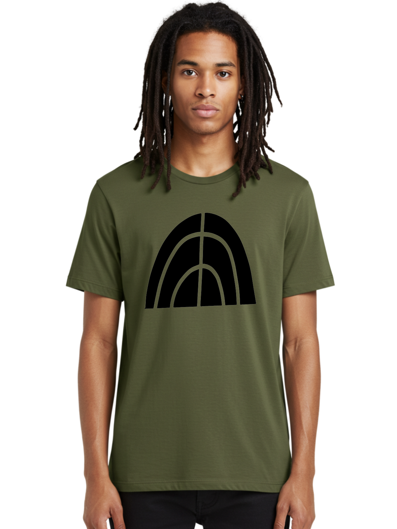Black-Arch-Graphic Men'S Graphic Tee, 100% Cotton, Comfortable Casual Summer Wear, Machine Washable, Letter A, Simple Design, Typography, Bold Font, Black And Green, Modern Aesthetic, Graphic Element, Minimalist Style -  Aaa362 24