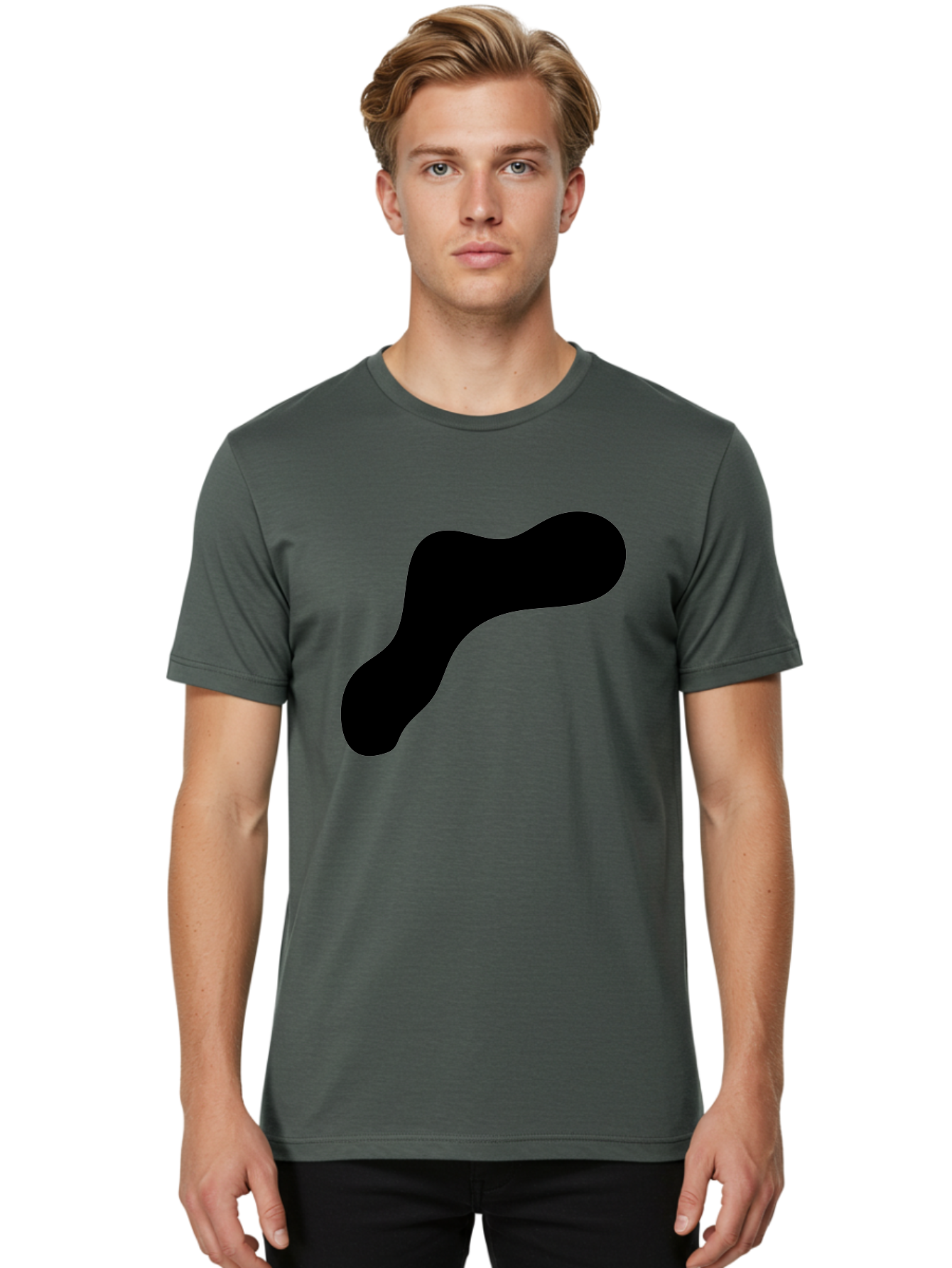 Black-Blob-1 Men'S Graphic Tee, 100% Cotton, Comfortable Casual Summer Wear, Machine Washable, Black Blob, Abstract Shape, Modern Design, Minimalist Art, Fluid Form, Contemporary Graphic -  Aaa364 12