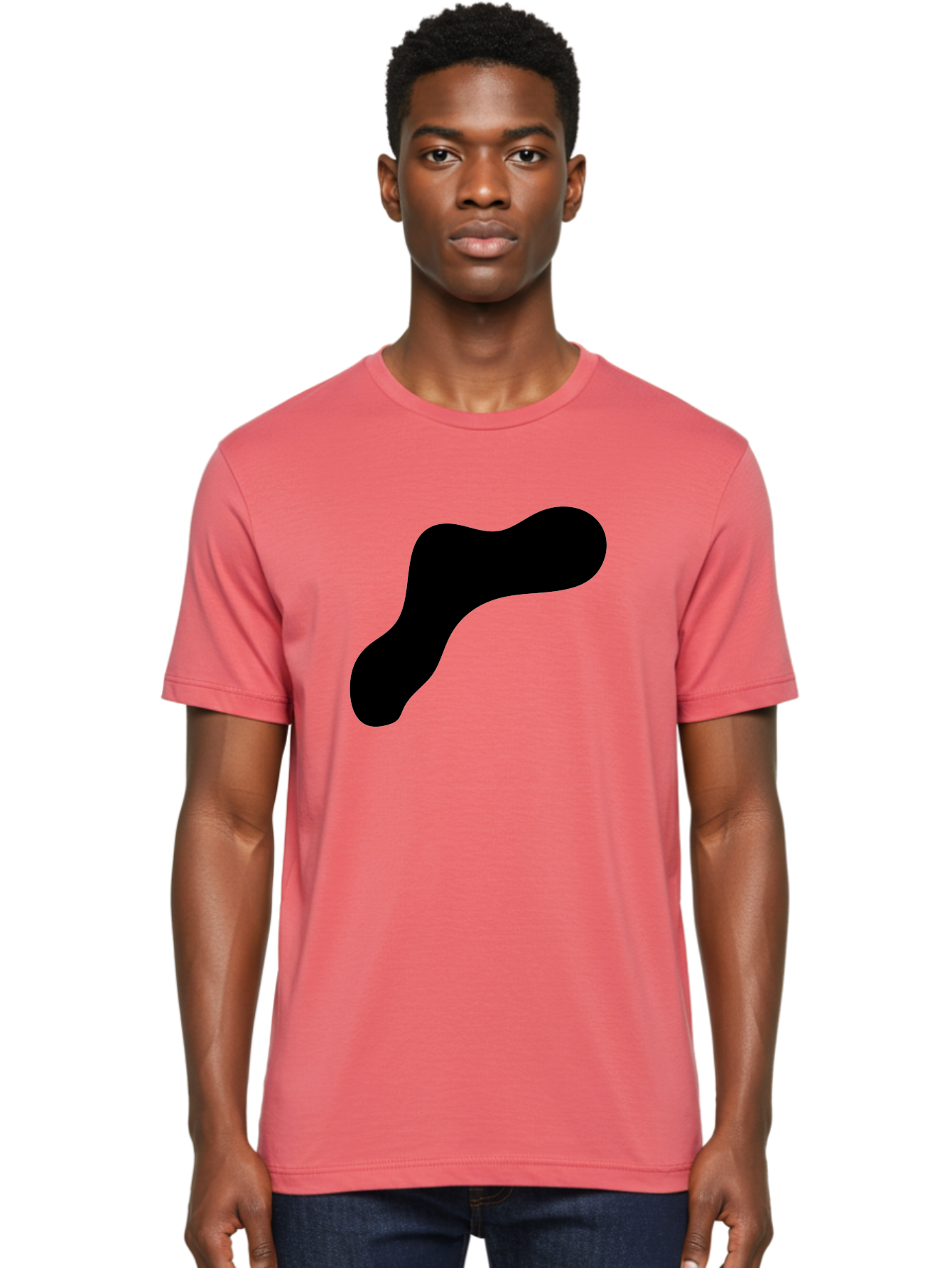 Black-Blob-1 Men'S Graphic Tee, 100% Cotton, Comfortable Casual Summer Wear, Machine Washable, Black Blob, Abstract Shape, Modern Design, Minimalist Art, Fluid Form, Contemporary Graphic -  Aaa364 10