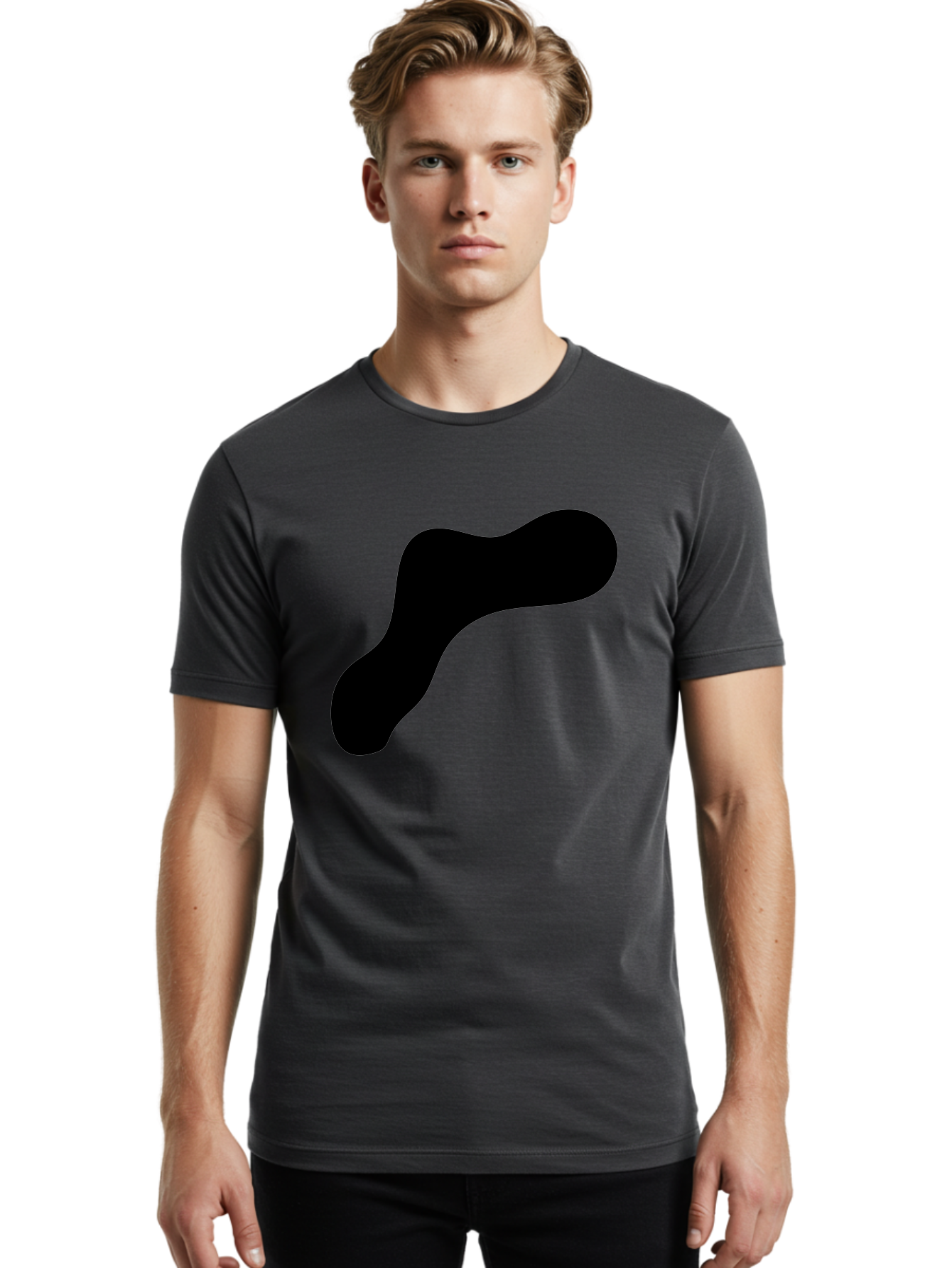 Black-Blob-1 Men'S Graphic Tee, 100% Cotton, Comfortable Casual Summer Wear, Machine Washable, Black Blob, Abstract Shape, Modern Design, Minimalist Art, Fluid Form, Contemporary Graphic -  Aaa364 4