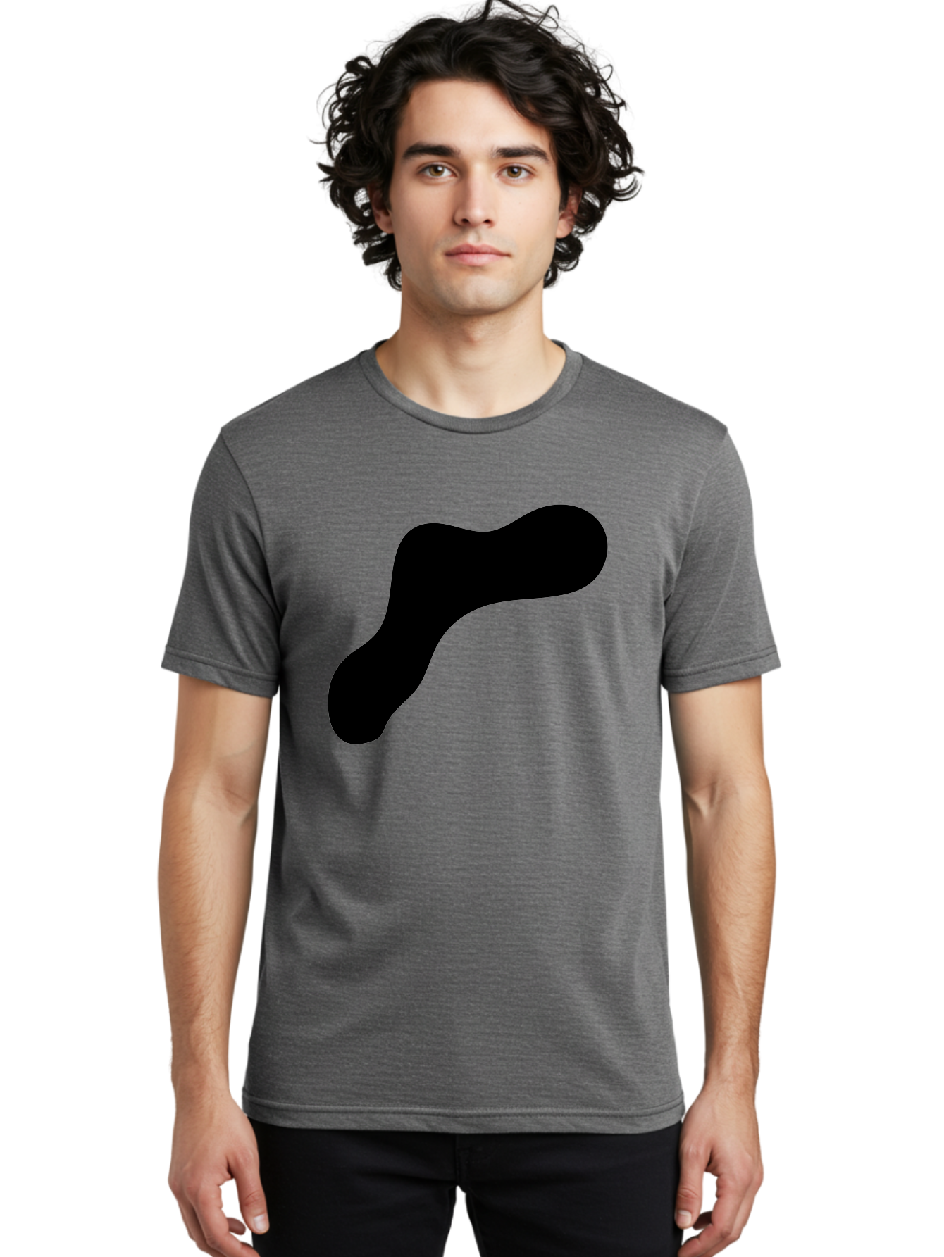 Black-Blob-1 Men'S Graphic Tee, 100% Cotton, Comfortable Casual Summer Wear, Machine Washable, Black Blob, Abstract Shape, Modern Design, Minimalist Art, Fluid Form, Contemporary Graphic -  Aaa364 22