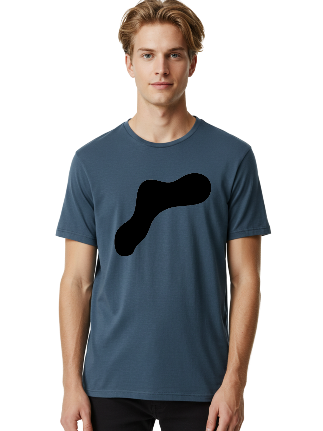 Black-Blob-1 Men'S Graphic Tee, 100% Cotton, Comfortable Casual Summer Wear, Machine Washable, Black Blob, Abstract Shape, Modern Design, Minimalist Art, Fluid Form, Contemporary Graphic -  Aaa364 16