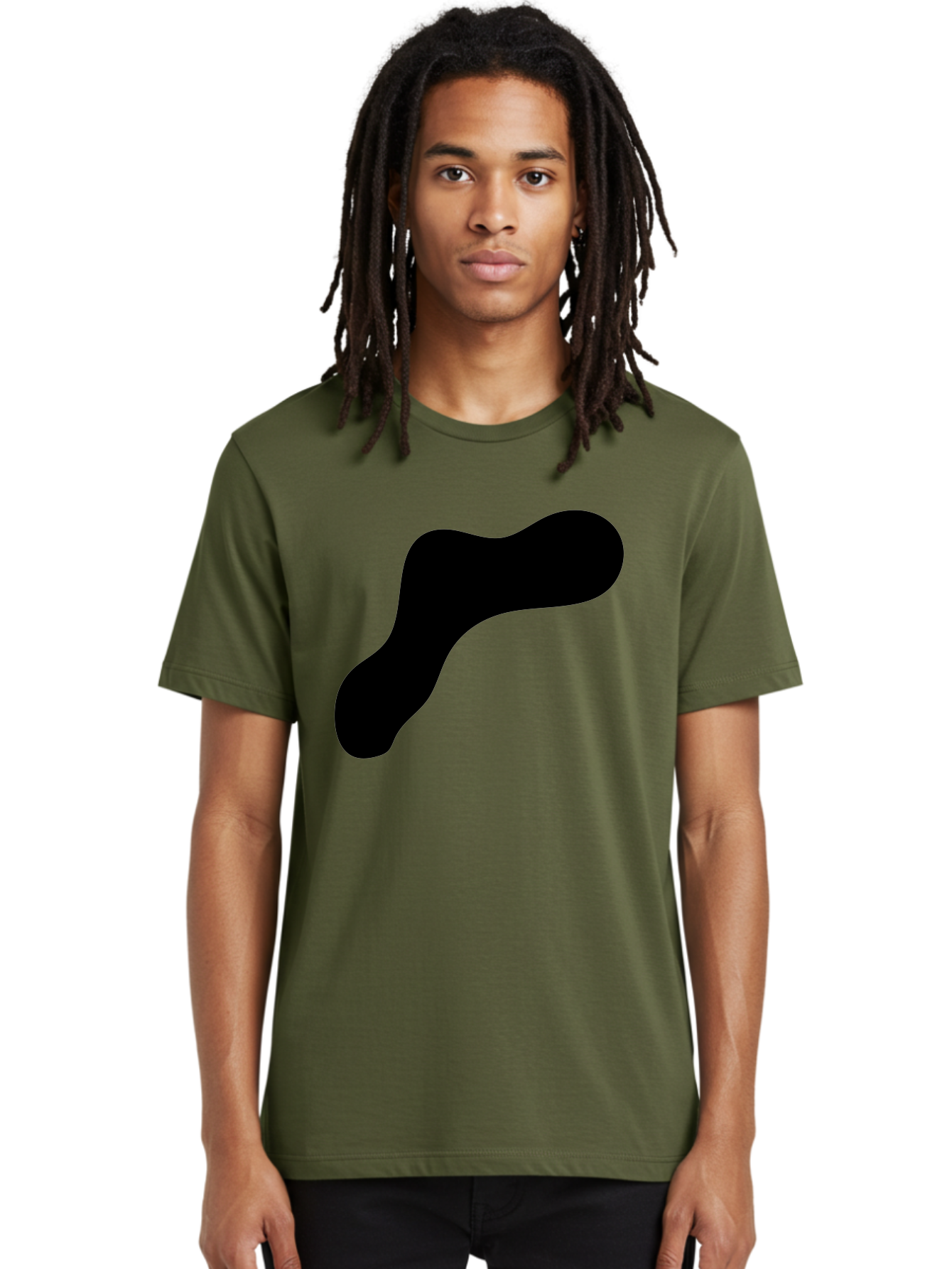 Black-Blob-1 Men'S Graphic Tee, 100% Cotton, Comfortable Casual Summer Wear, Machine Washable, Black Blob, Abstract Shape, Modern Design, Minimalist Art, Fluid Form, Contemporary Graphic -  Aaa364 20