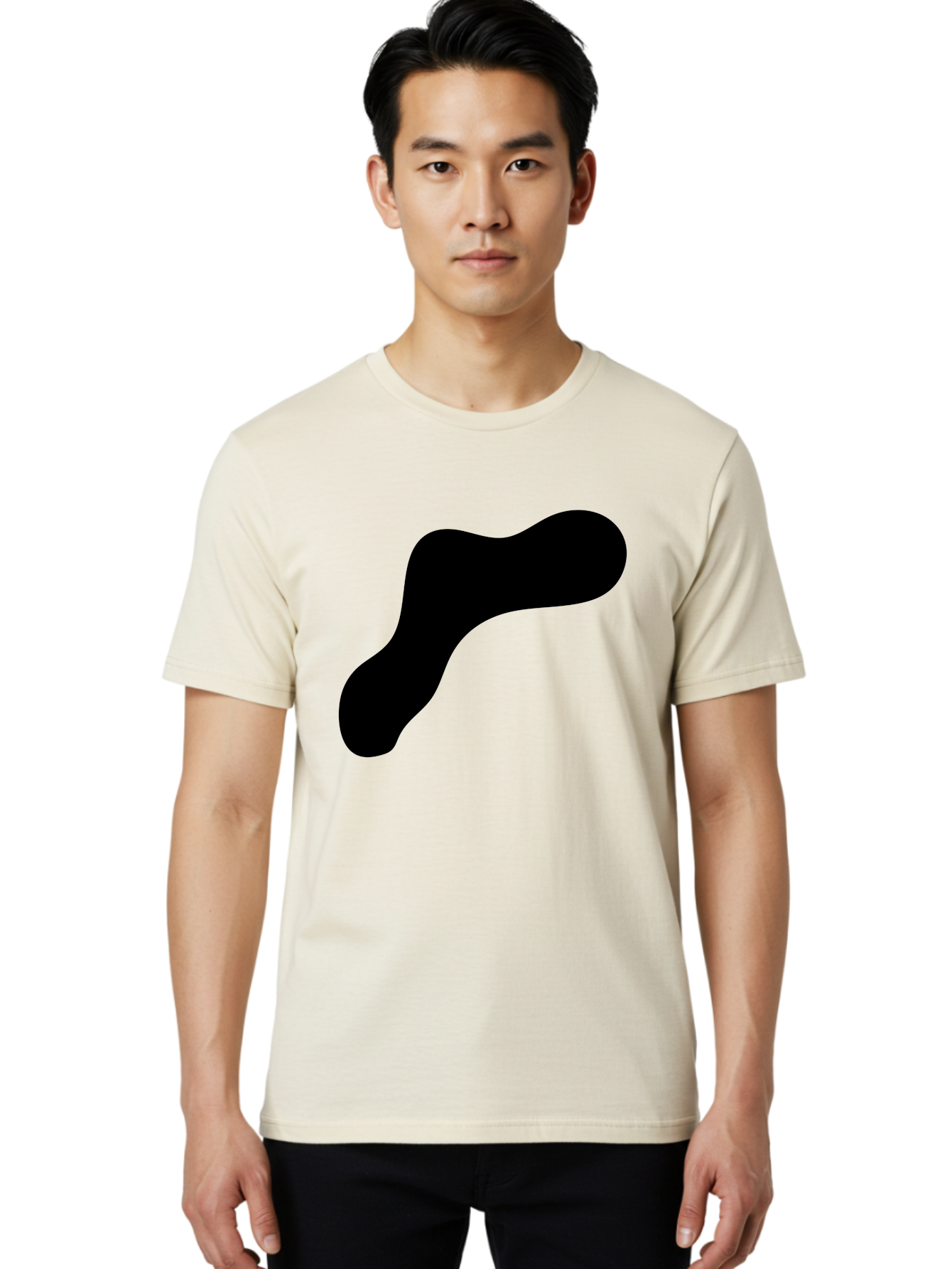 Black-Blob-1 Men'S Graphic Tee, 100% Cotton, Comfortable Casual Summer Wear, Machine Washable, Black Blob, Abstract Shape, Modern Design, Minimalist Art, Fluid Form, Contemporary Graphic -  Aaa364 14