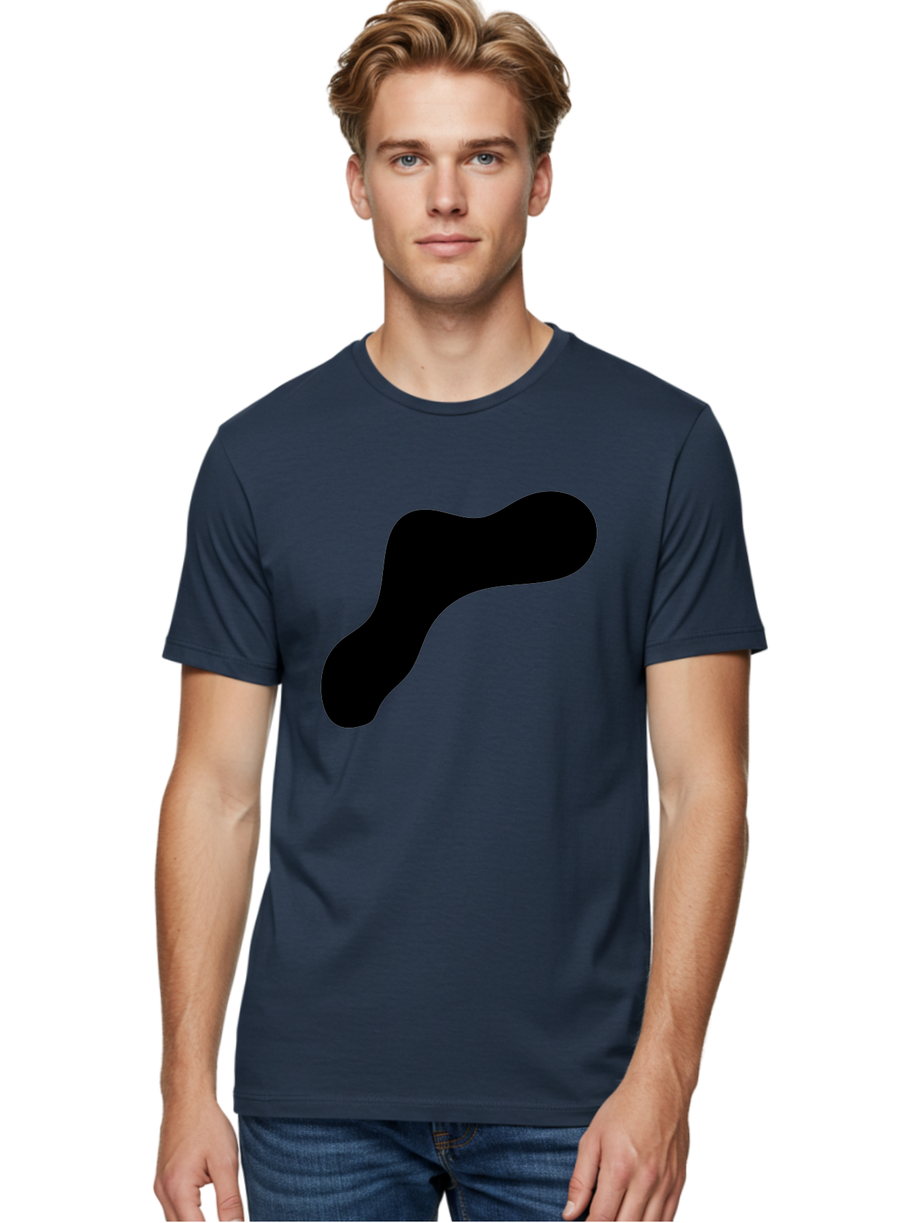 Black-Blob-1 Men'S Graphic Tee, 100% Cotton, Comfortable Casual Summer Wear, Machine Washable, Black Blob, Abstract Shape, Modern Design, Minimalist Art, Fluid Form, Contemporary Graphic -  Aaa364 8