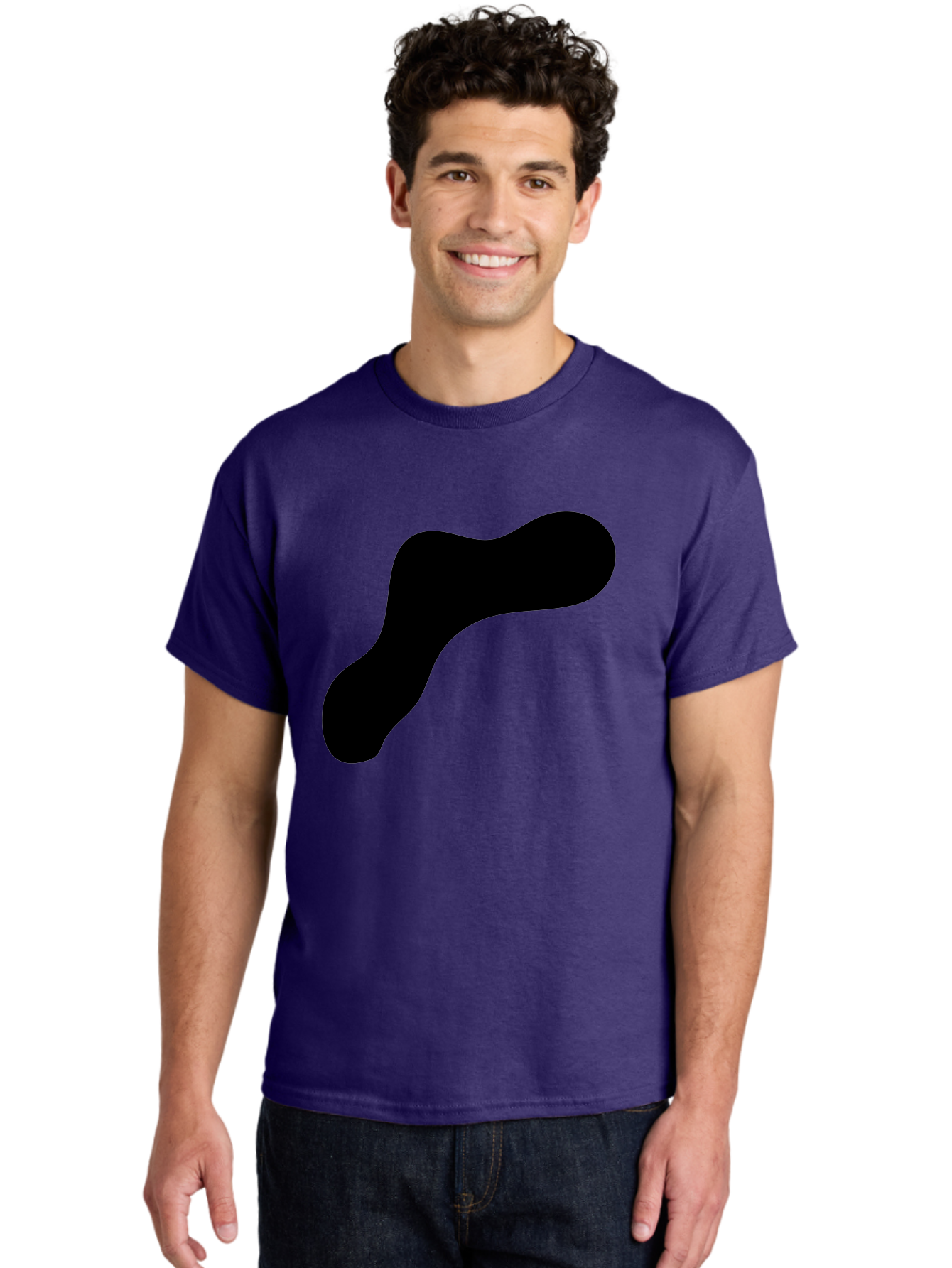 Black-Blob-1 Men'S Graphic Tee, 100% Cotton, Comfortable Casual Summer Wear, Machine Washable, Black Blob, Abstract Shape, Modern Design, Minimalist Art, Fluid Form, Contemporary Graphic -  Aaa364 26