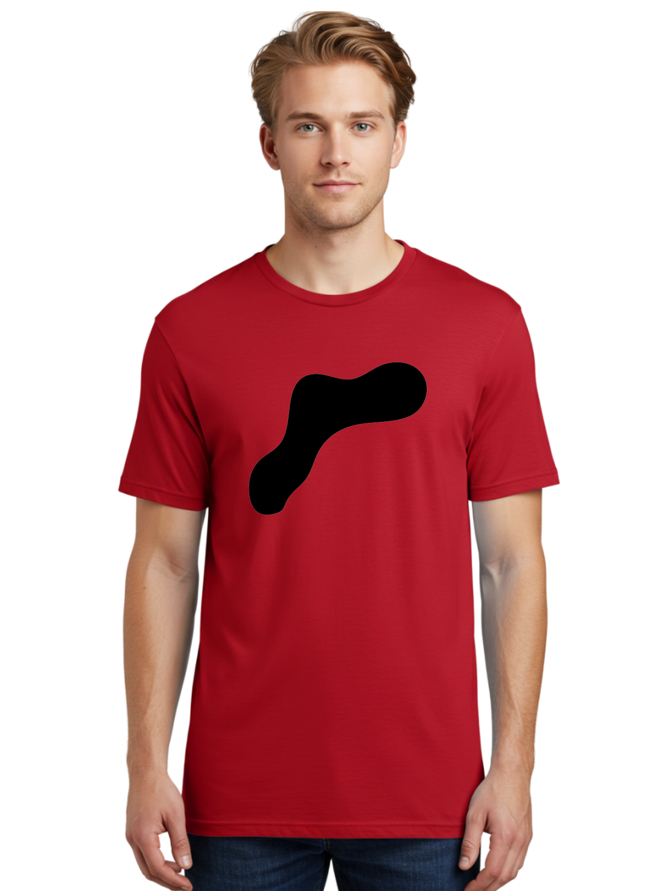 Black-Blob-1 Men'S Graphic Tee, 100% Cotton, Comfortable Casual Summer Wear, Machine Washable, Black Blob, Abstract Shape, Modern Design, Minimalist Art, Fluid Form, Contemporary Graphic -  Aaa364 24