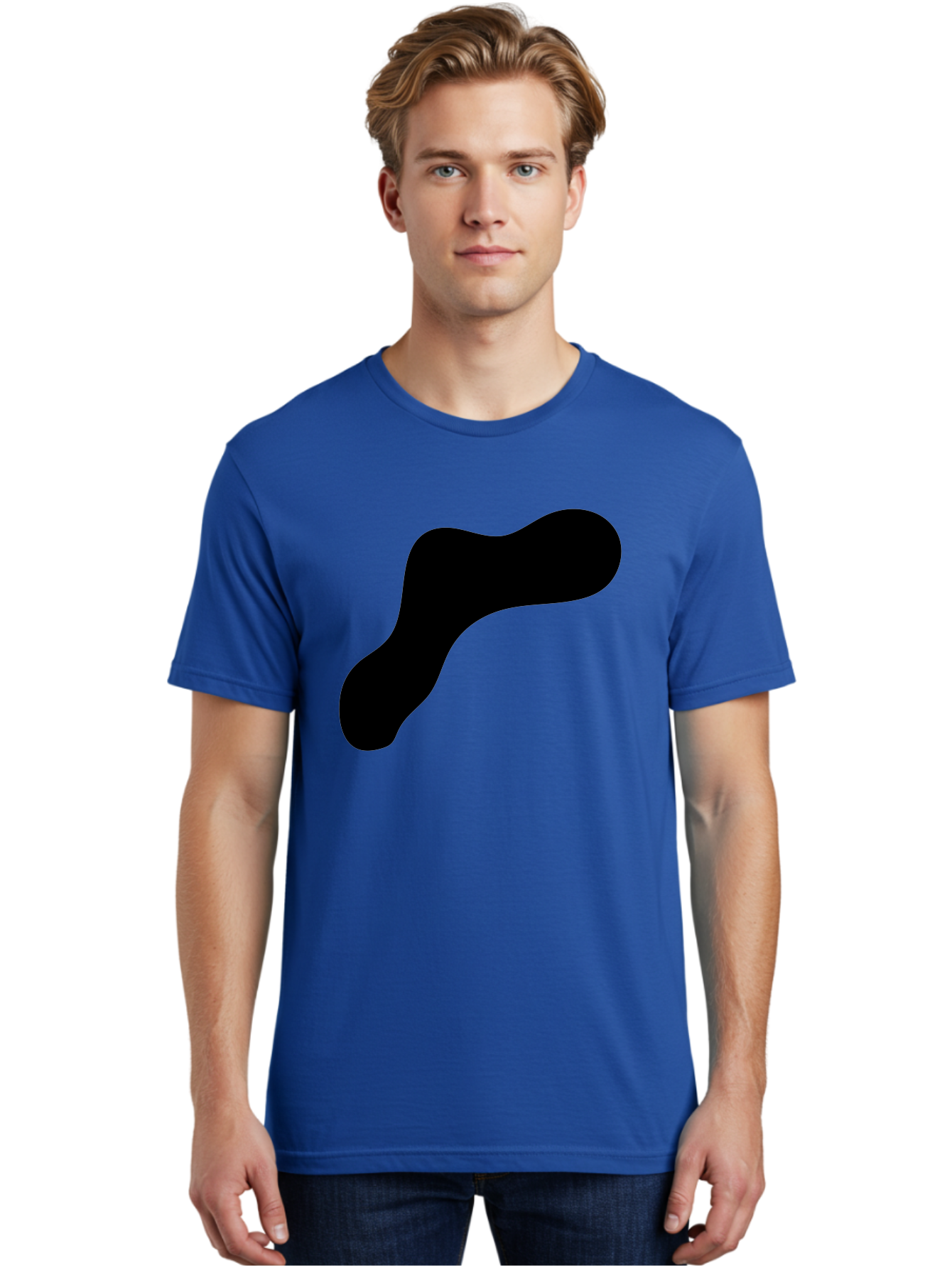 Black-Blob-1 Men'S Graphic Tee, 100% Cotton, Comfortable Casual Summer Wear, Machine Washable, Black Blob, Abstract Shape, Modern Design, Minimalist Art, Fluid Form, Contemporary Graphic -  Aaa364 6