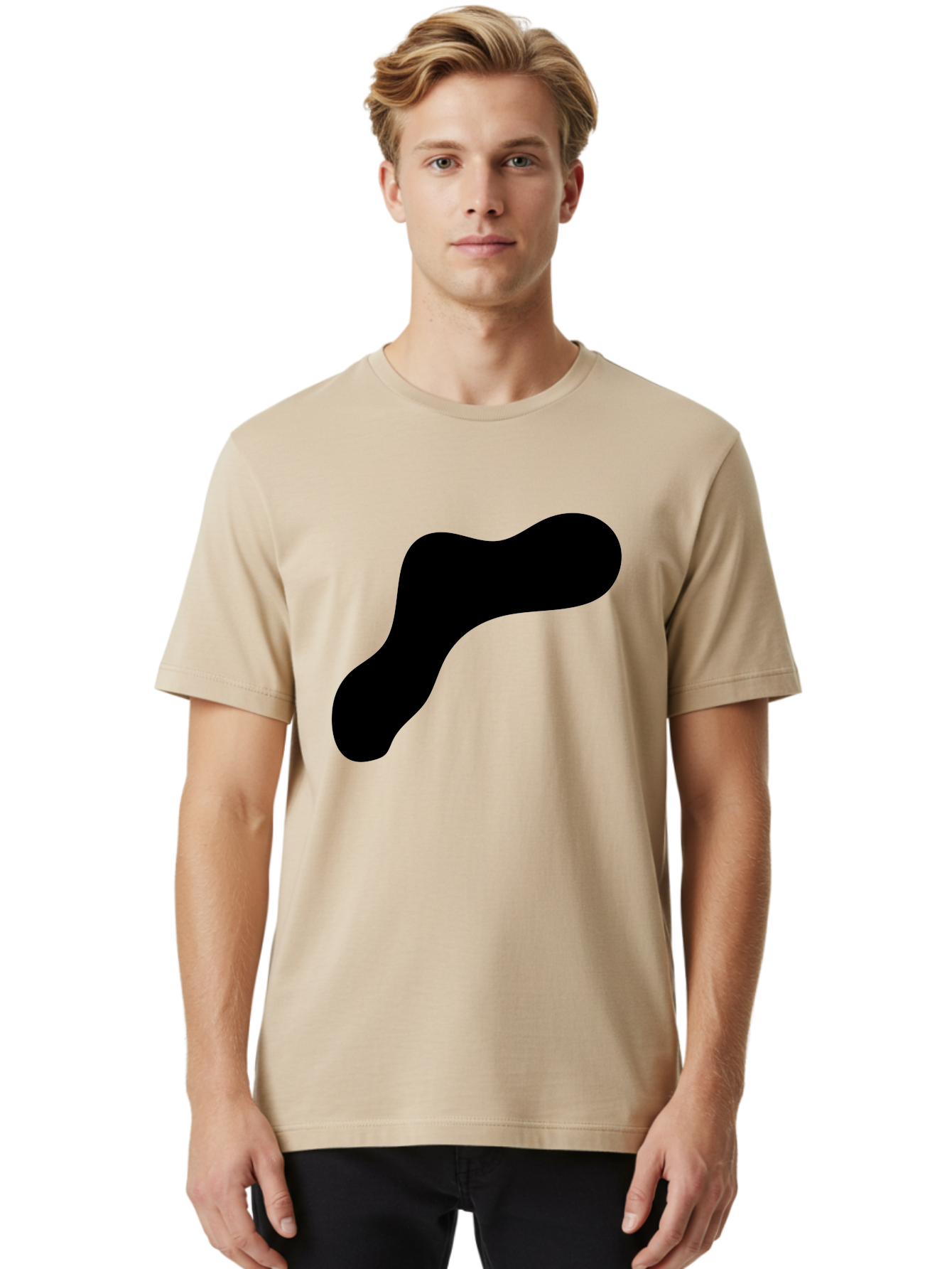 Black-Blob-1 Men'S Graphic Tee, 100% Cotton, Comfortable Casual Summer Wear, Machine Washable, Black Blob, Abstract Shape, Modern Design, Minimalist Art, Fluid Form, Contemporary Graphic -  Aaa364 30