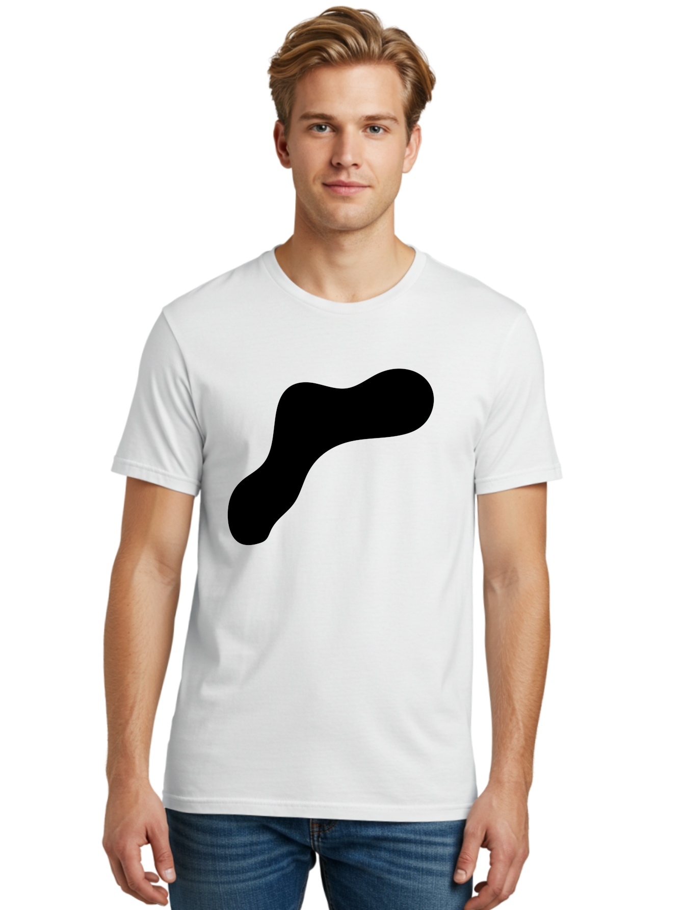 Black-Blob-1 Men'S Graphic Tee, 100% Cotton, Comfortable Casual Summer Wear, Machine Washable, Black Blob, Abstract Shape, Modern Design, Minimalist Art, Fluid Form, Contemporary Graphic -  Aaa364 28
