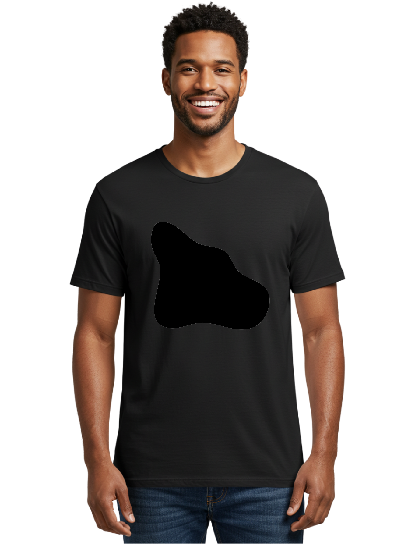 Black-Blob-2 Men'S Graphic Tee, 100% Cotton, Comfortable Casual Summer Wear, Machine Washable, Abstract Shape, Black Silhouette, Irregular Form, Modern Design, Graphic Element, Minimalist Art, Contemporary Style -  Aaa365 18
