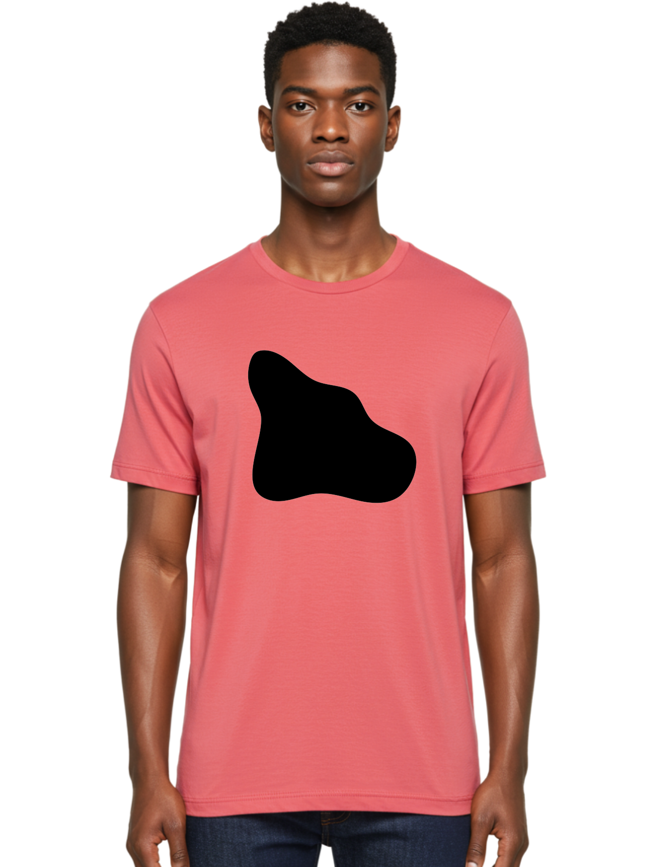 Black-Blob-2 Men'S Graphic Tee, 100% Cotton, Comfortable Casual Summer Wear, Machine Washable, Abstract Shape, Black Silhouette, Irregular Form, Modern Design, Graphic Element, Minimalist Art, Contemporary Style -  Aaa365 16