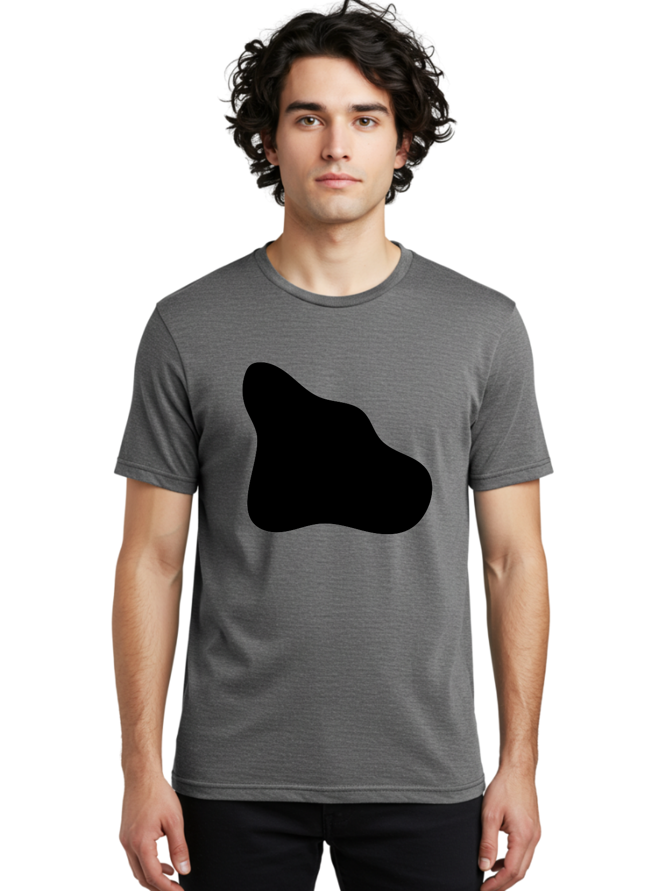 Black-Blob-2 Men'S Graphic Tee, 100% Cotton, Comfortable Casual Summer Wear, Machine Washable, Abstract Shape, Black Silhouette, Irregular Form, Modern Design, Graphic Element, Minimalist Art, Contemporary Style -  Aaa365 30