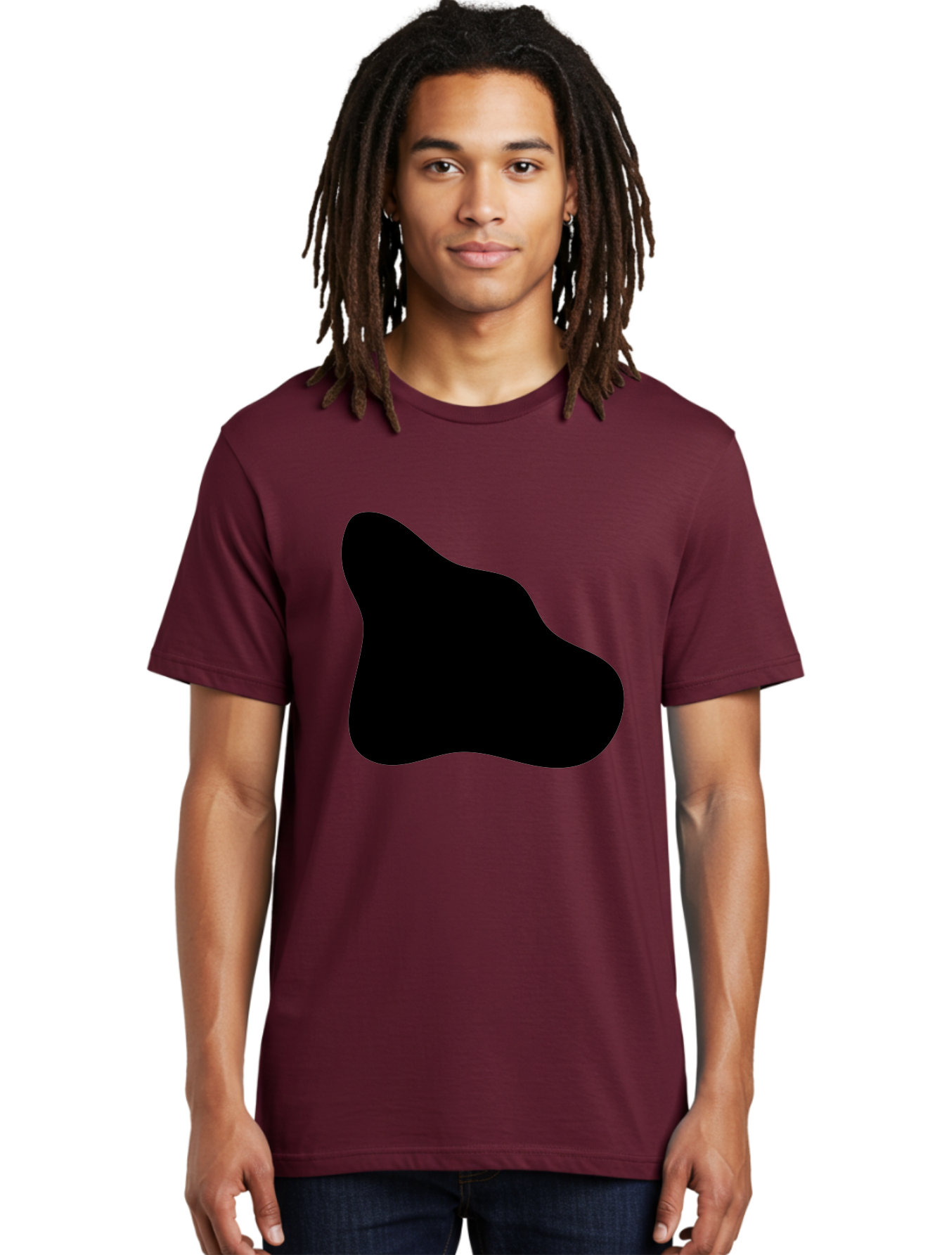 Black-Blob-2 Men'S Graphic Tee, 100% Cotton, Comfortable Casual Summer Wear, Machine Washable, Abstract Shape, Black Silhouette, Irregular Form, Modern Design, Graphic Element, Minimalist Art, Contemporary Style -  Aaa365 24